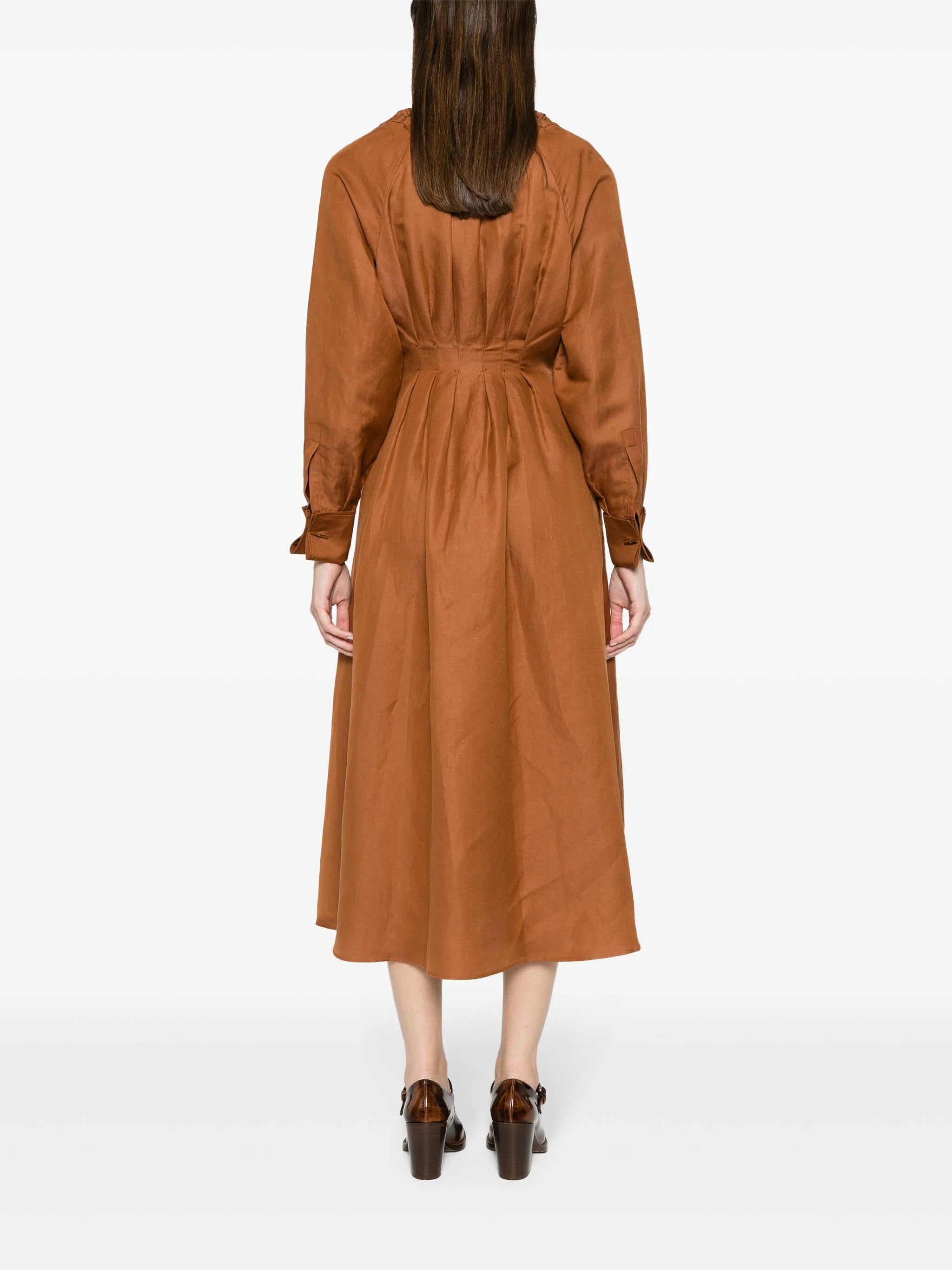 inverted-pleats midi dress