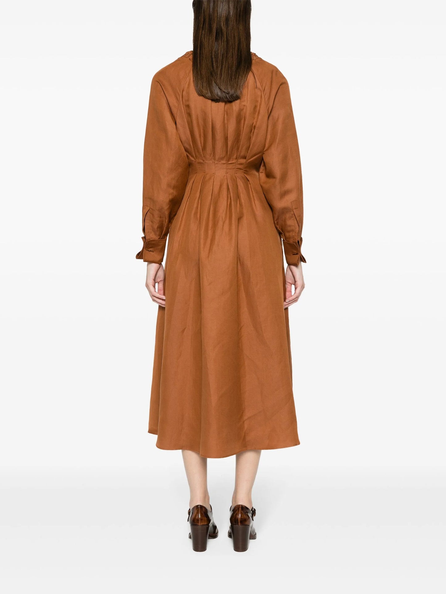 inverted-pleats midi dress