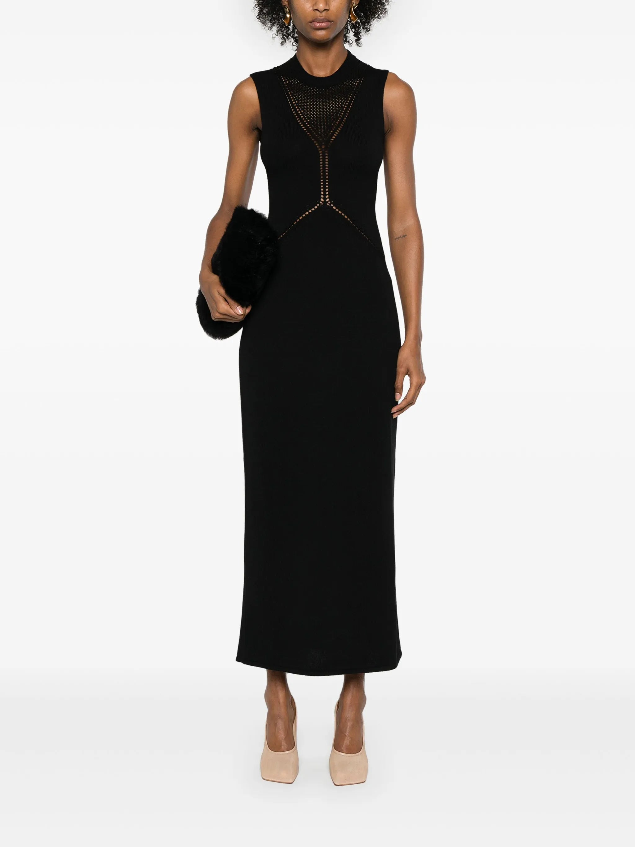 crew-neck knitted maxi dress