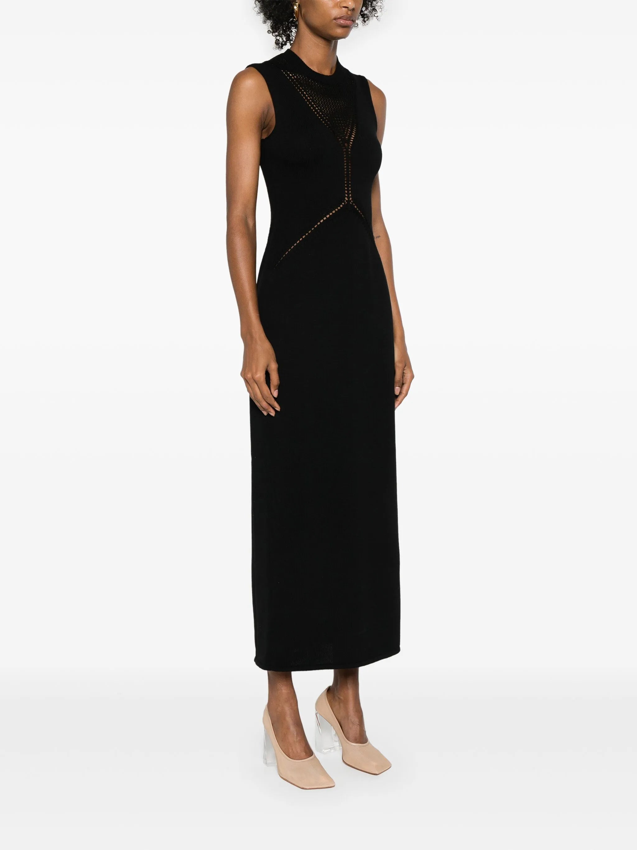 crew-neck knitted maxi dress