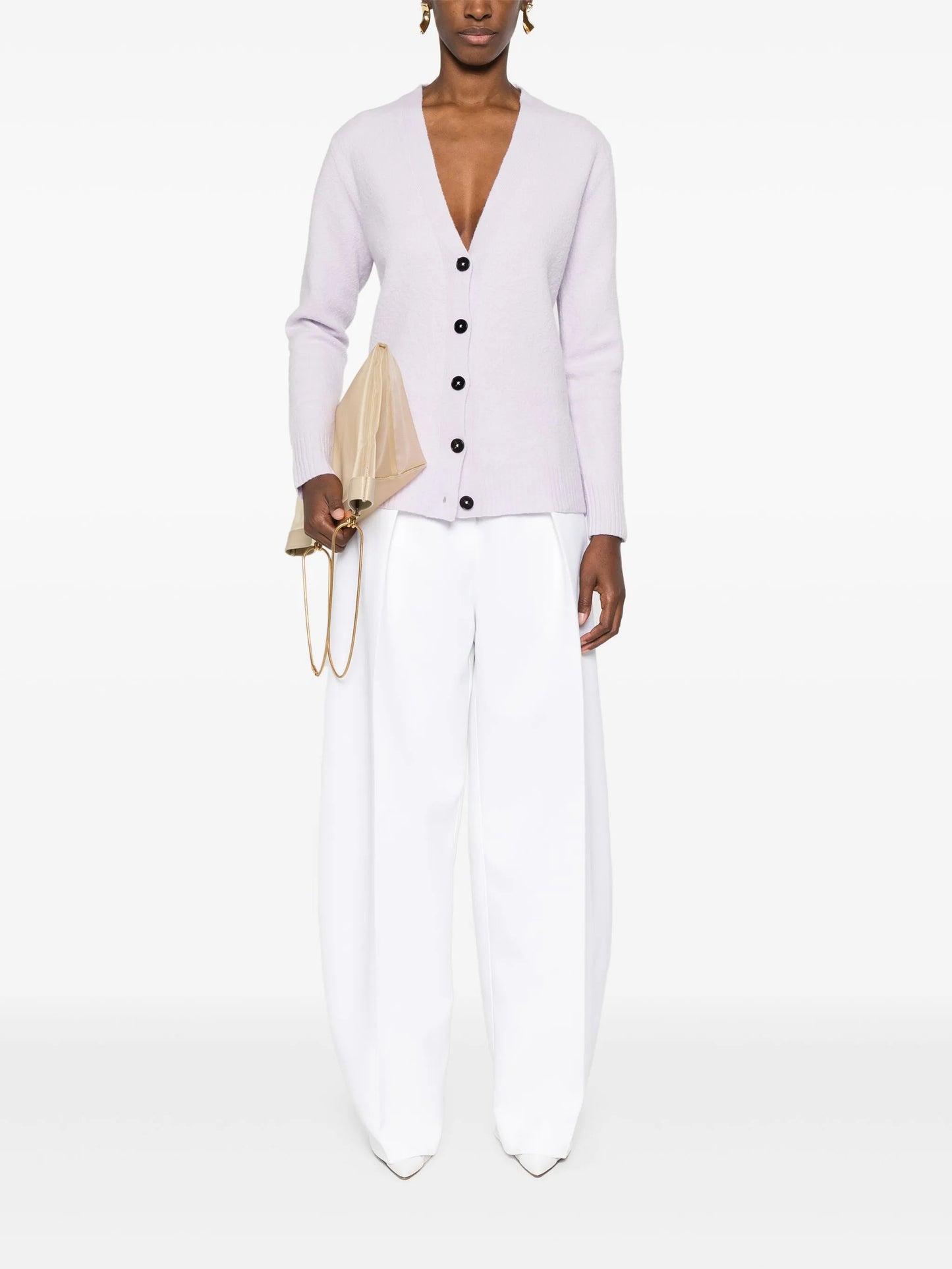 V-neck wool cardigan