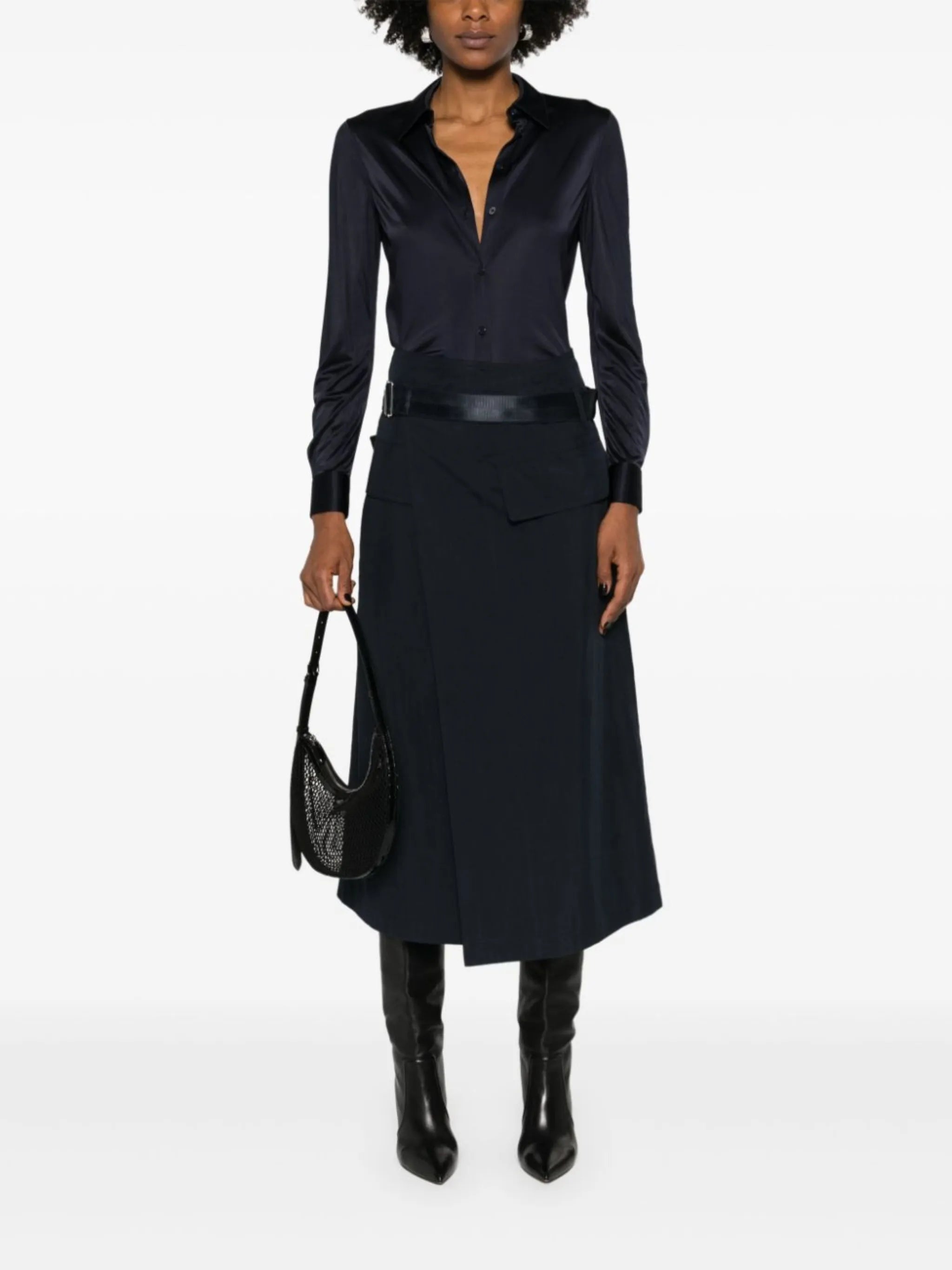 wrap midi skirt