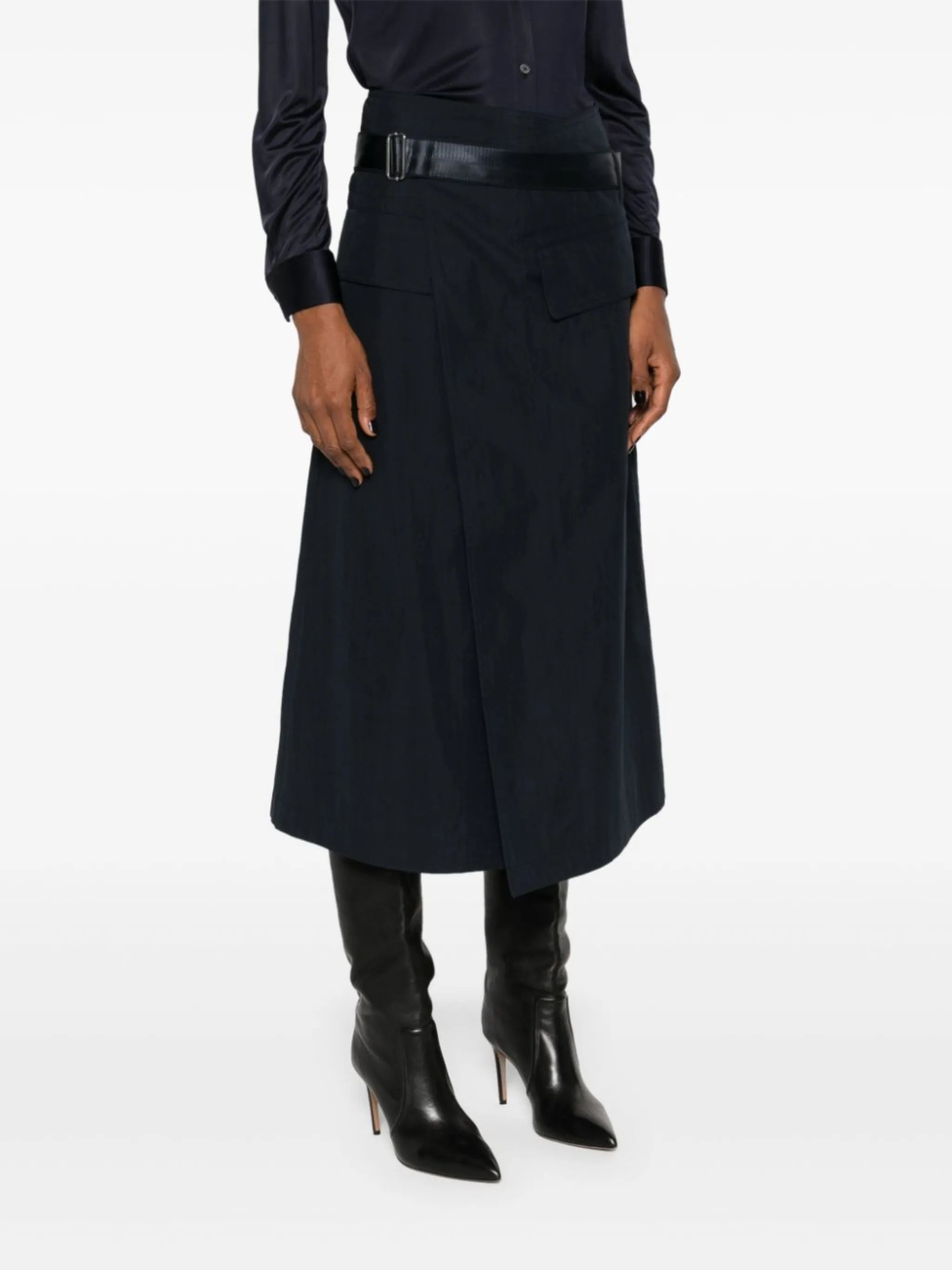 wrap midi skirt