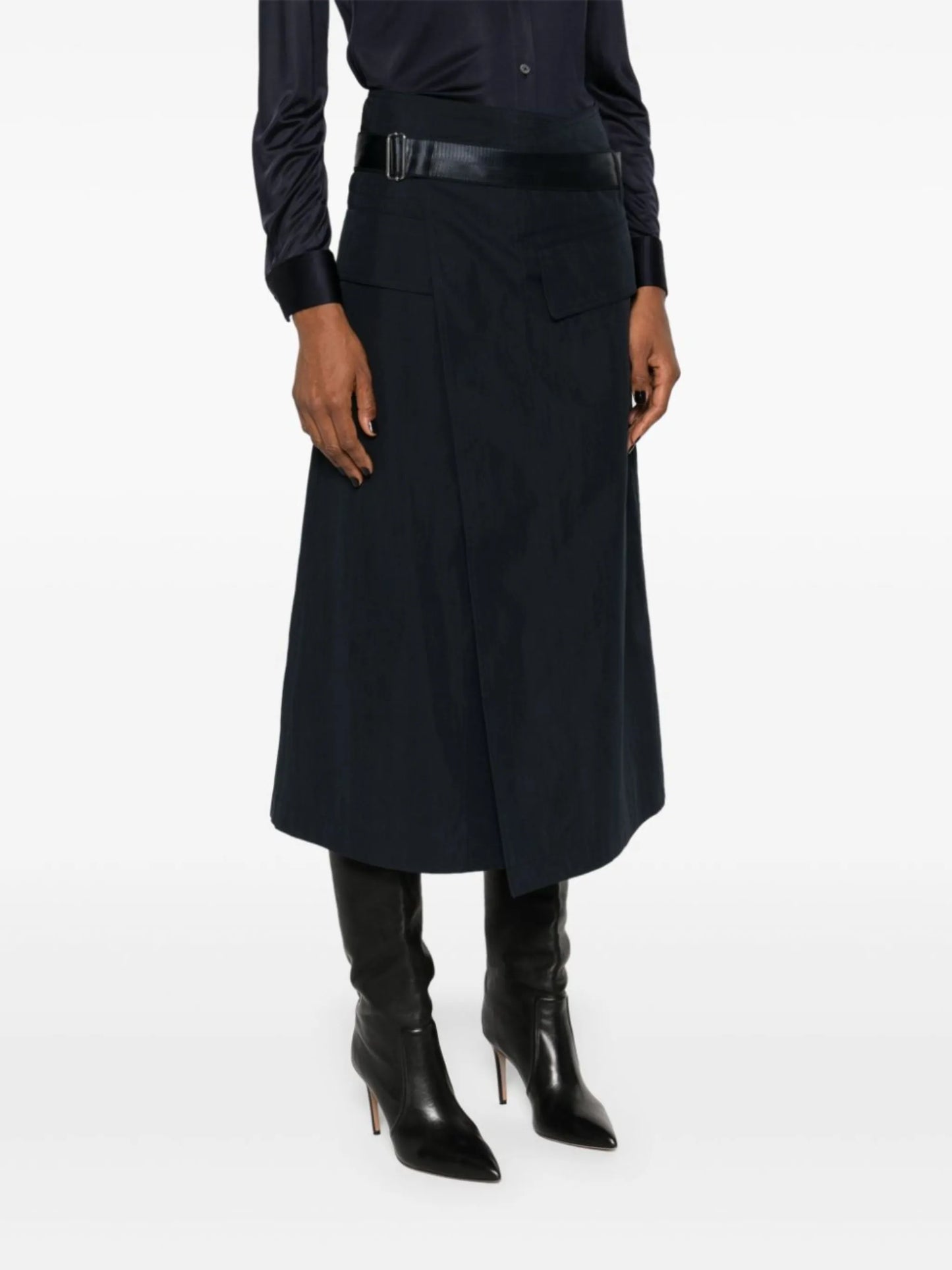 wrap midi skirt