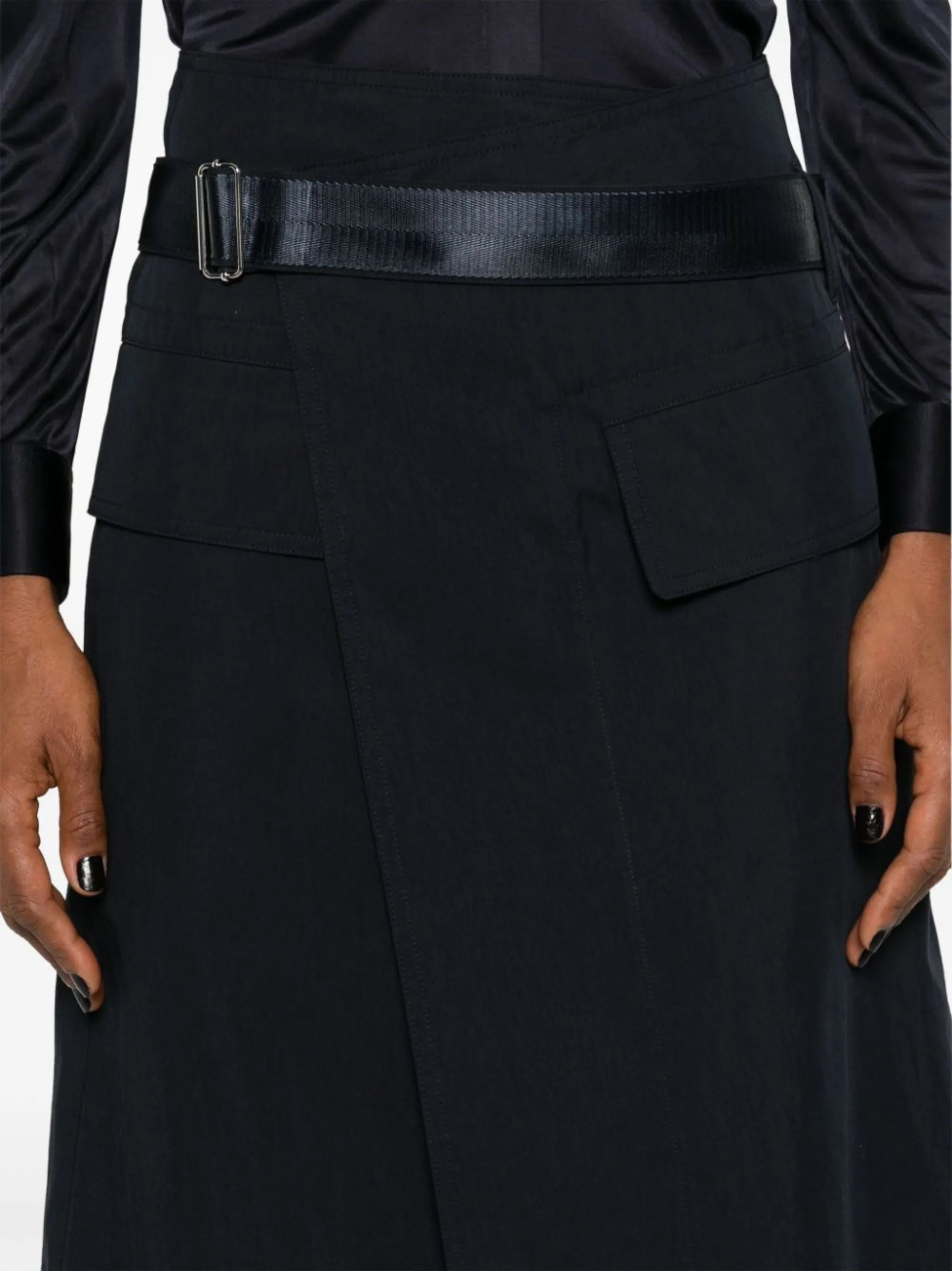 wrap midi skirt