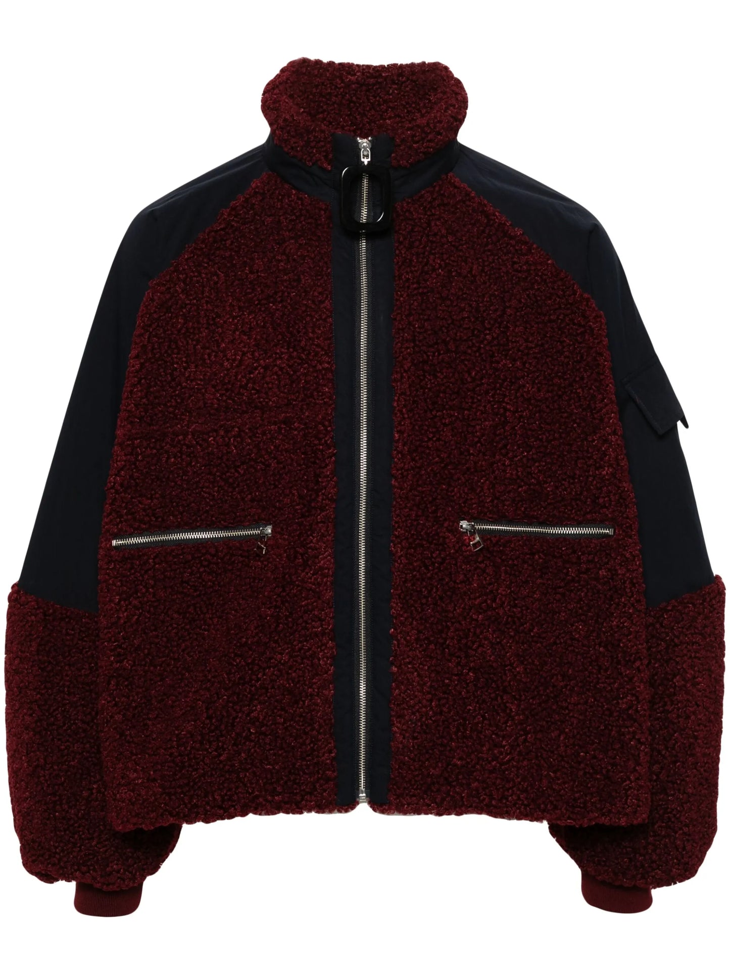 colour-block fleece bomber jacket