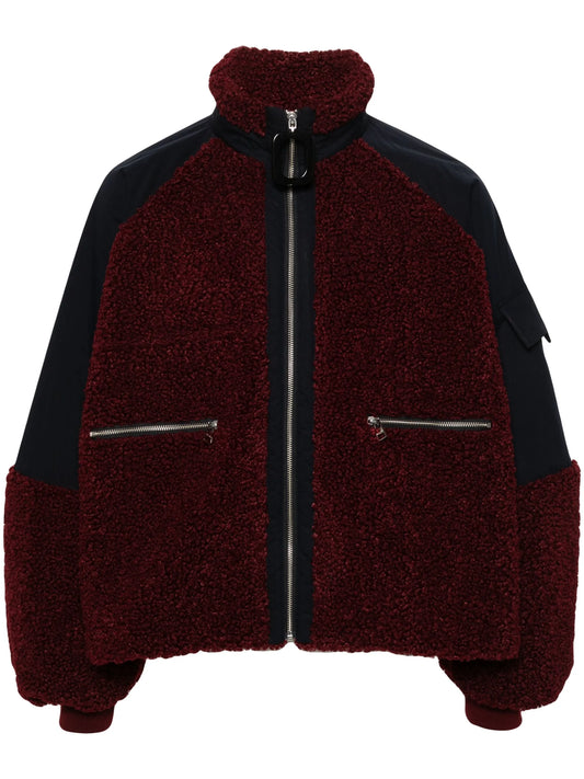 colour-block fleece bomber jacket
