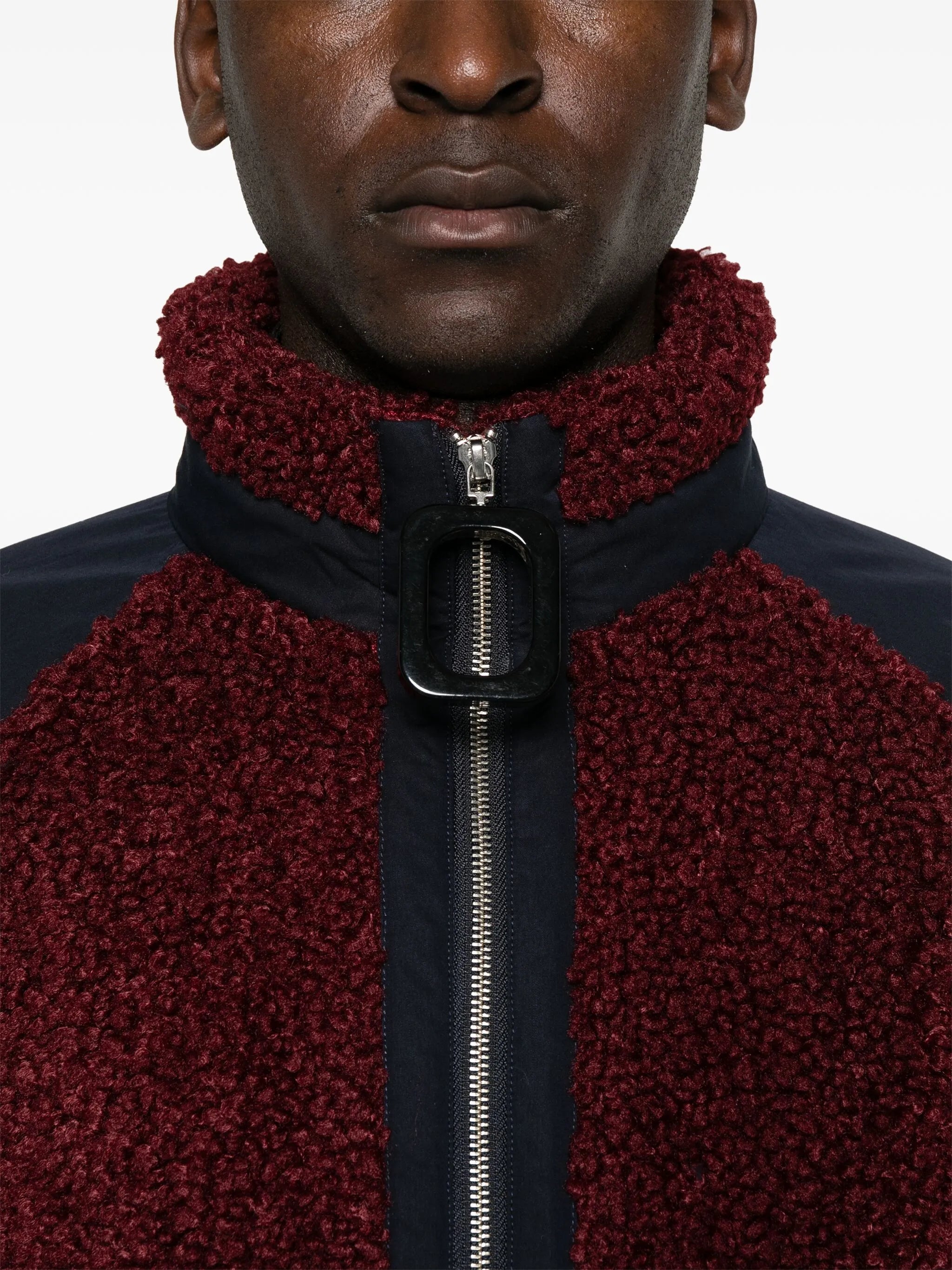 colour-block fleece bomber jacket