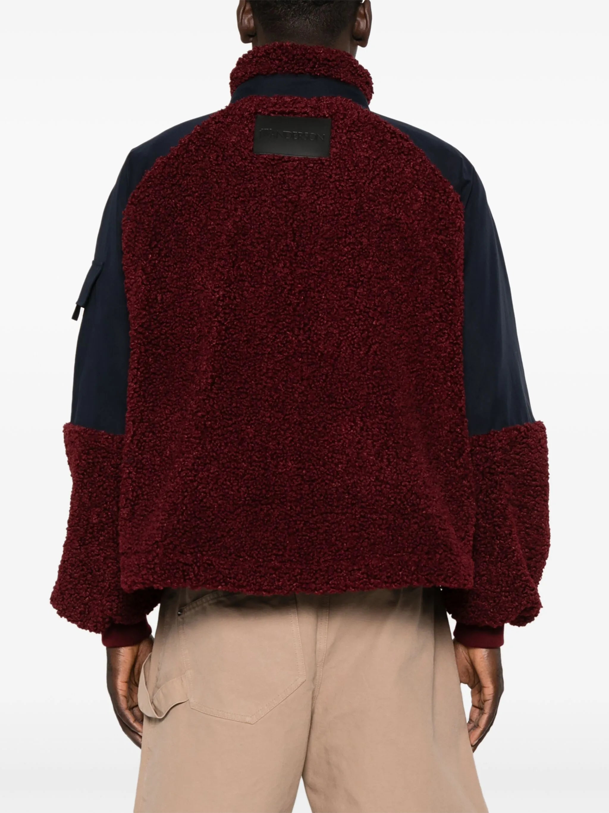colour-block fleece bomber jacket