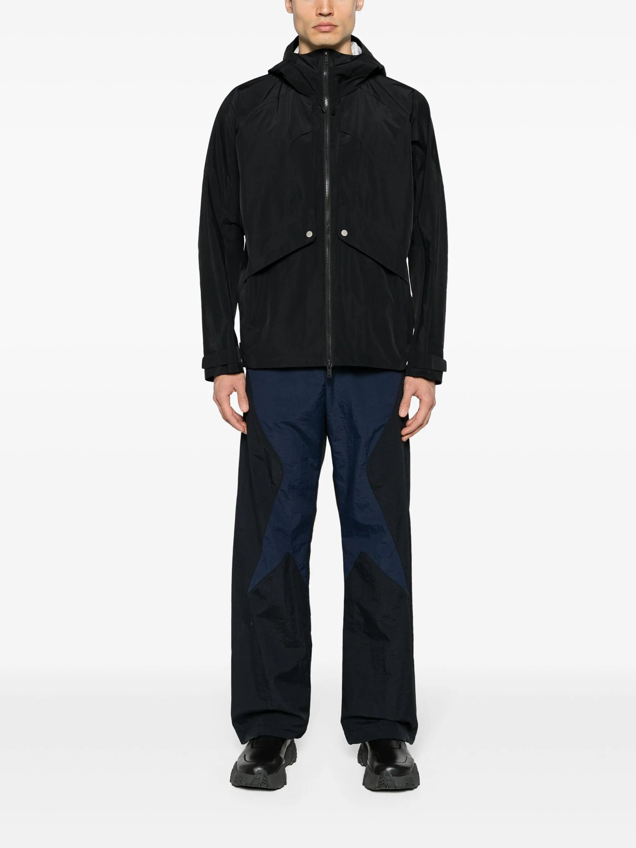 Lobe panelled hooded jacket