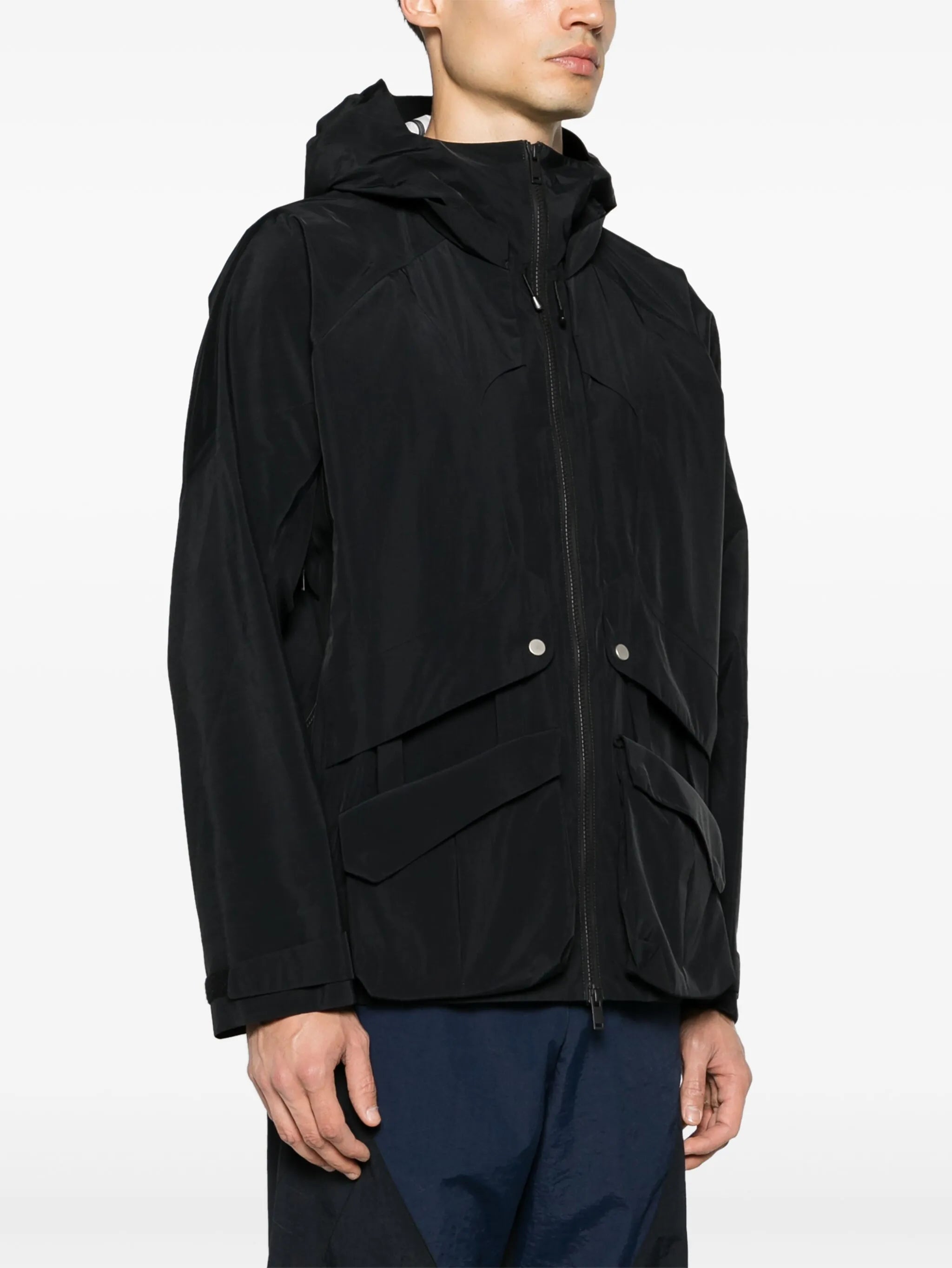 Lobe panelled hooded jacket
