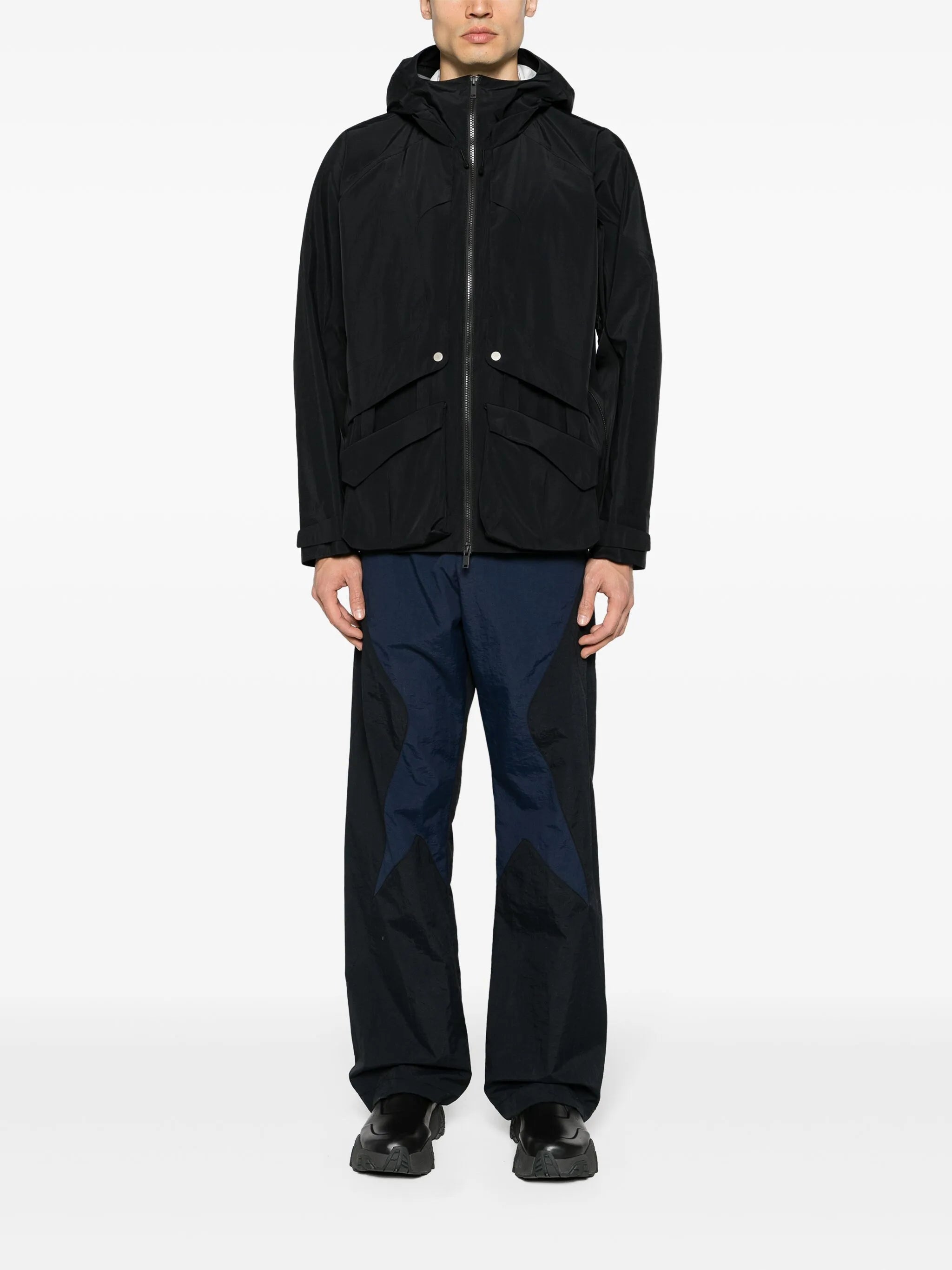 Lobe panelled hooded jacket