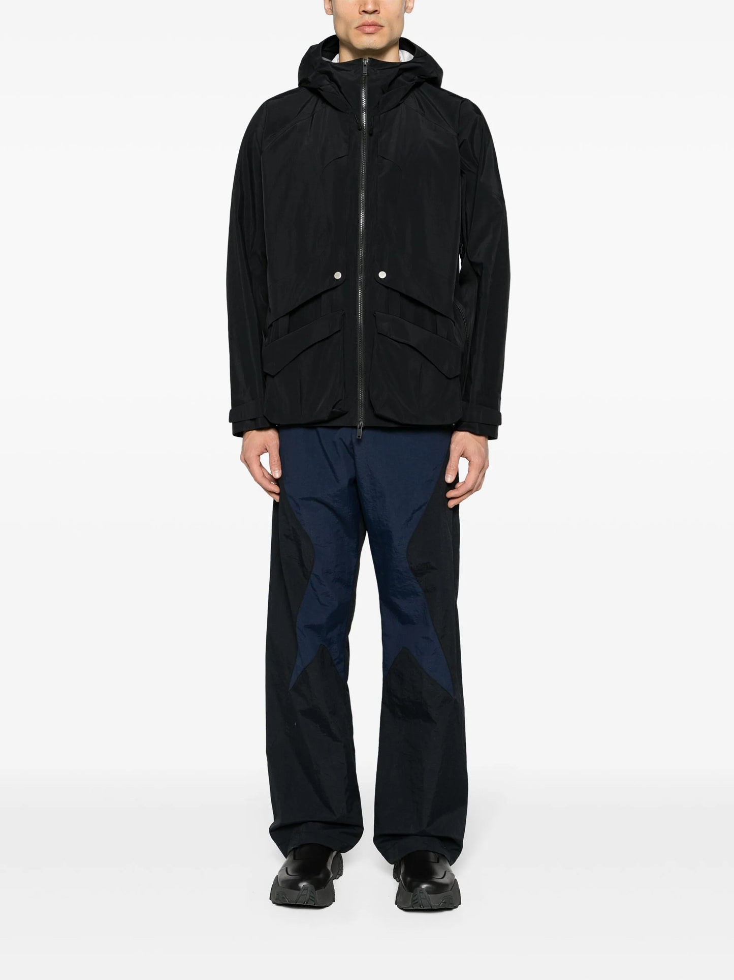 Lobe panelled hooded jacket