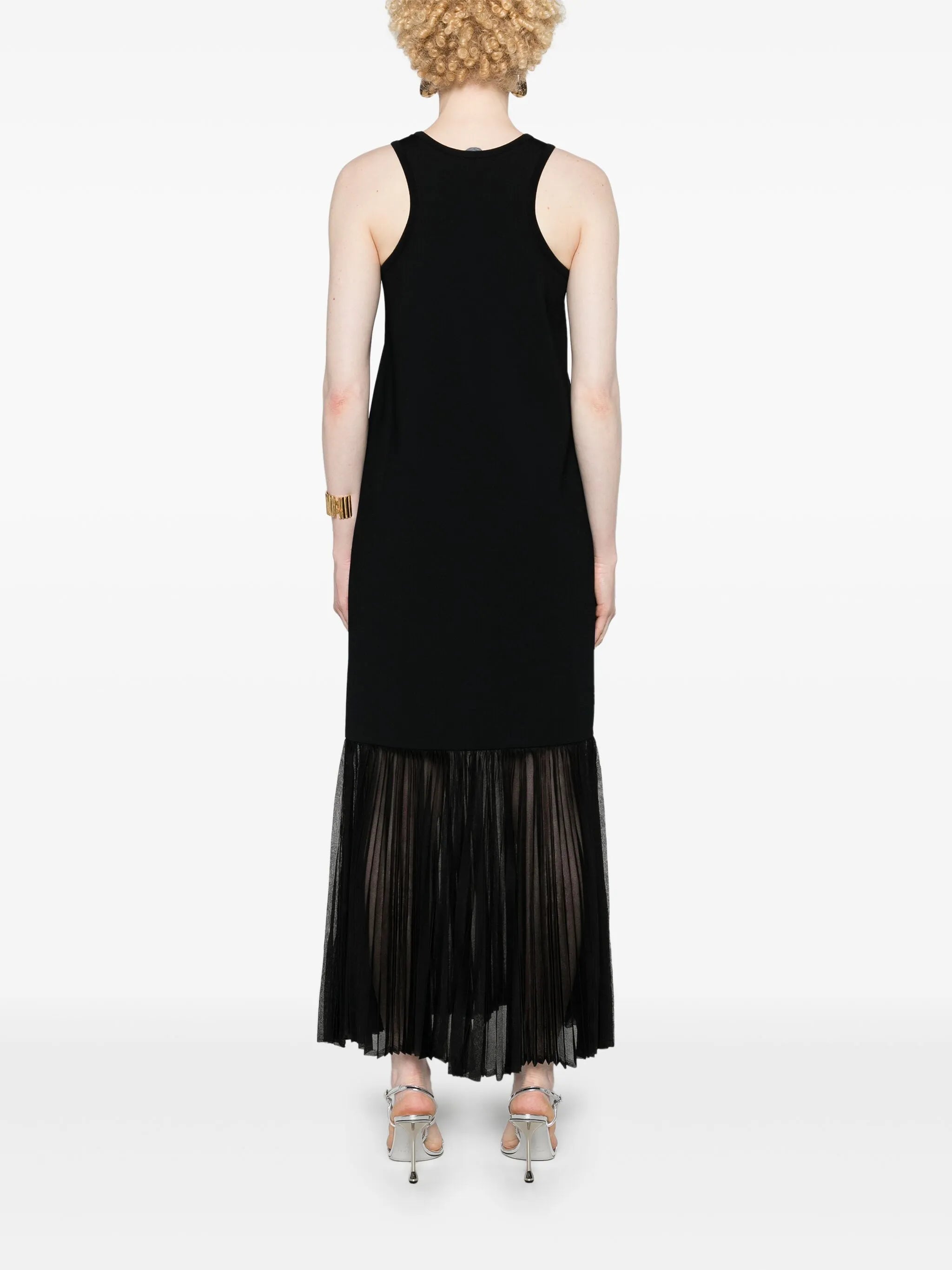 plissé-detailed knitted maxi dress
