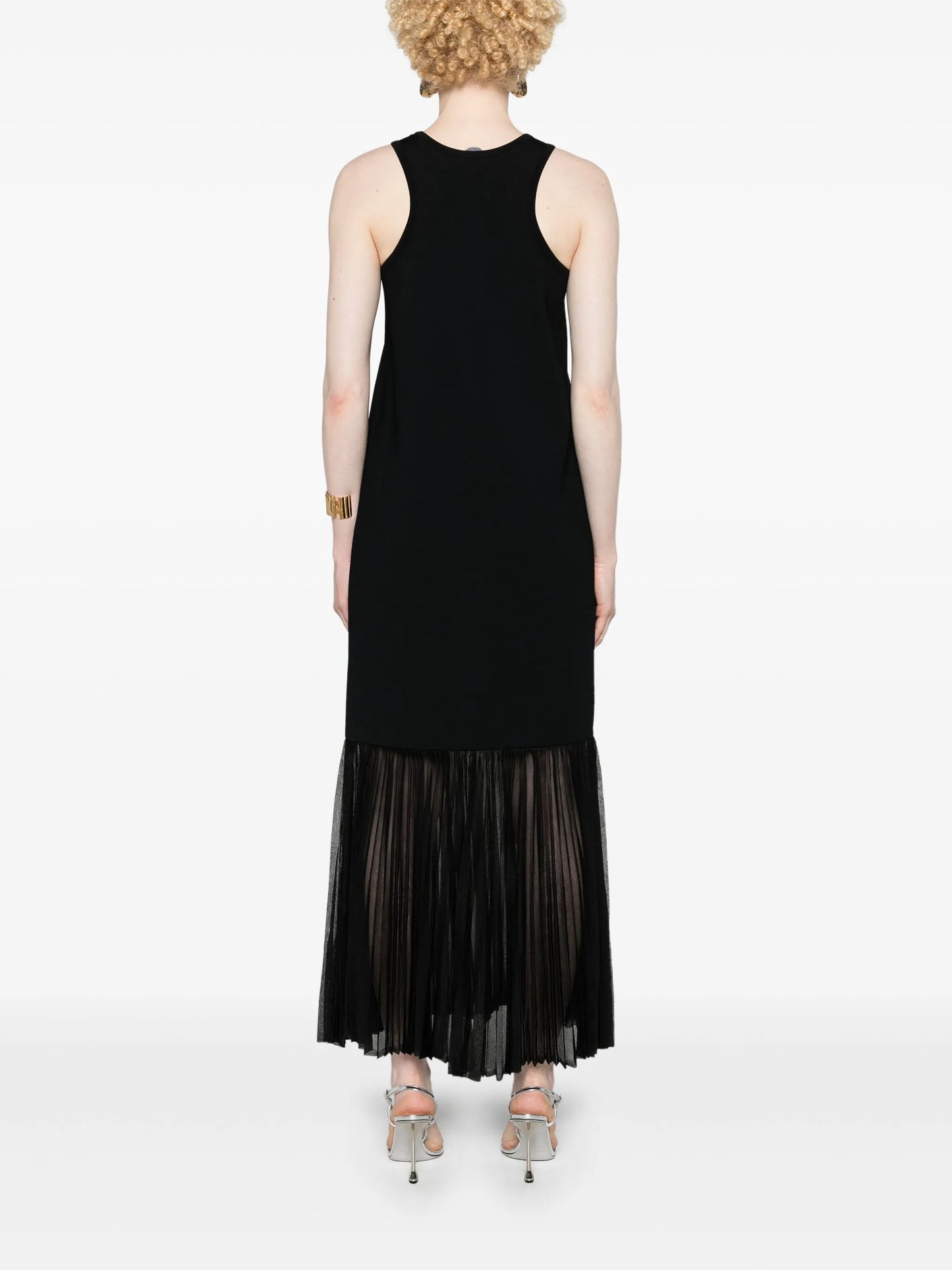 plissé-detailed knitted maxi dress