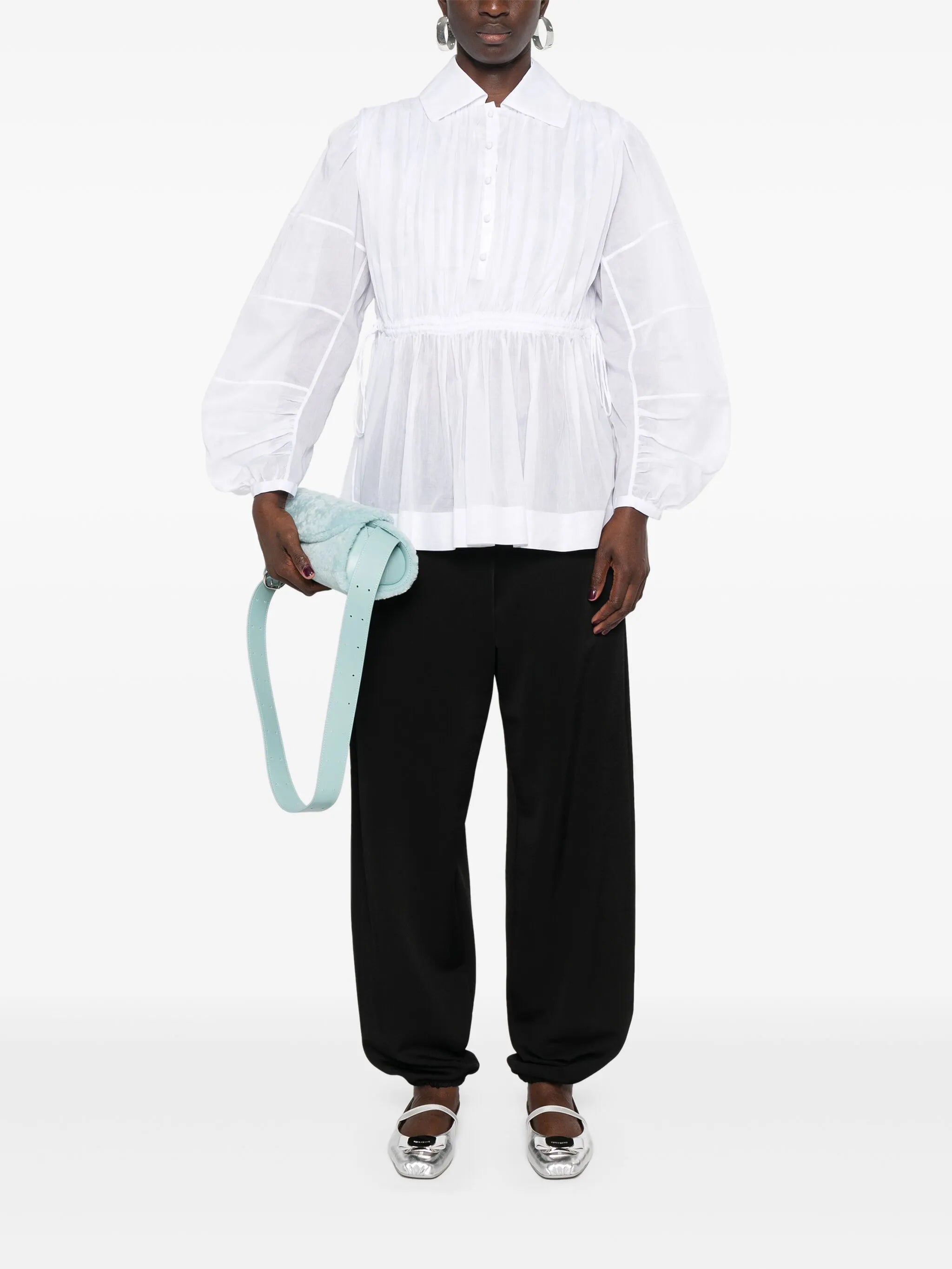 pleated poplin shirt