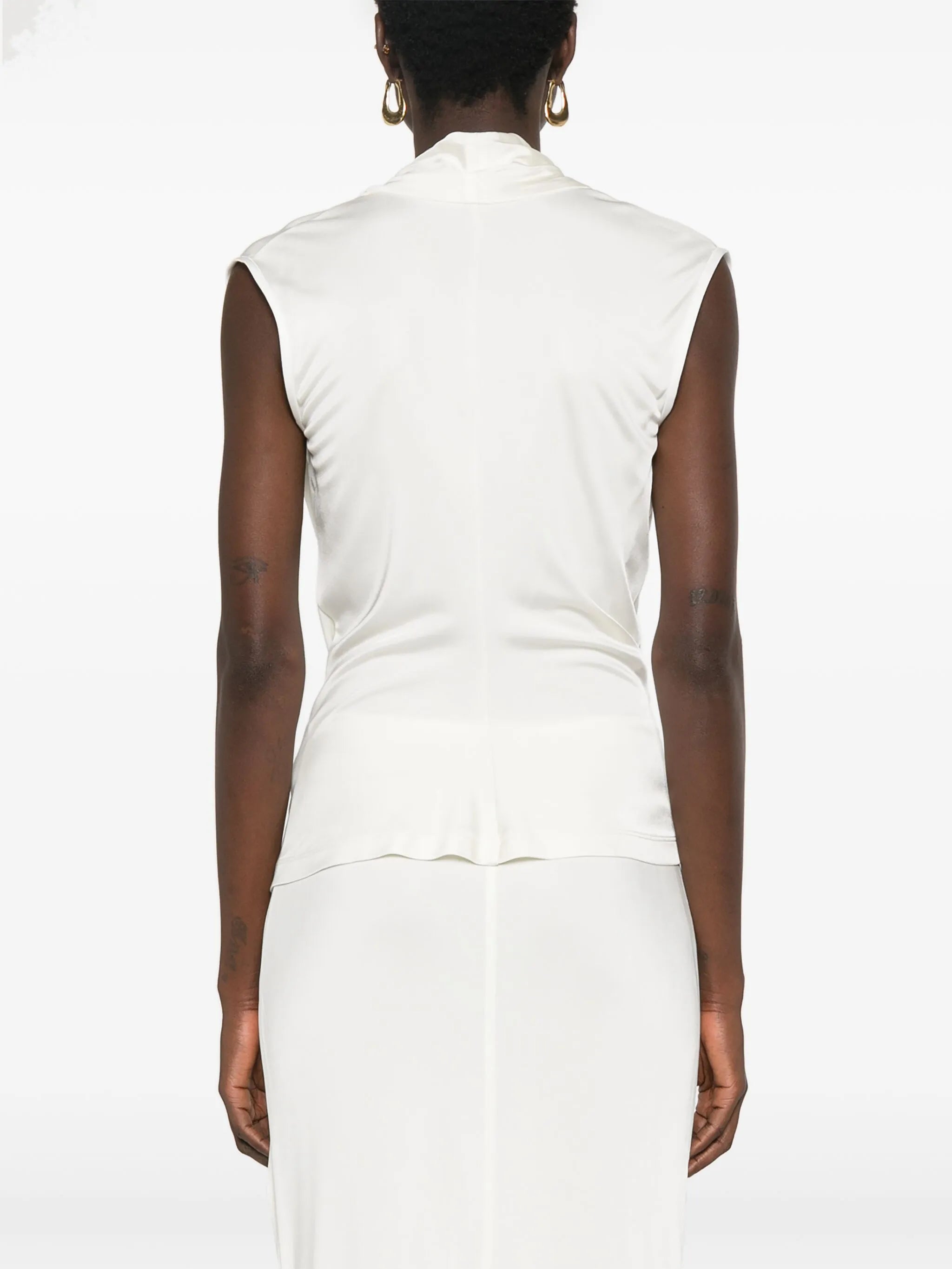 cowl-neck sleeveless top
