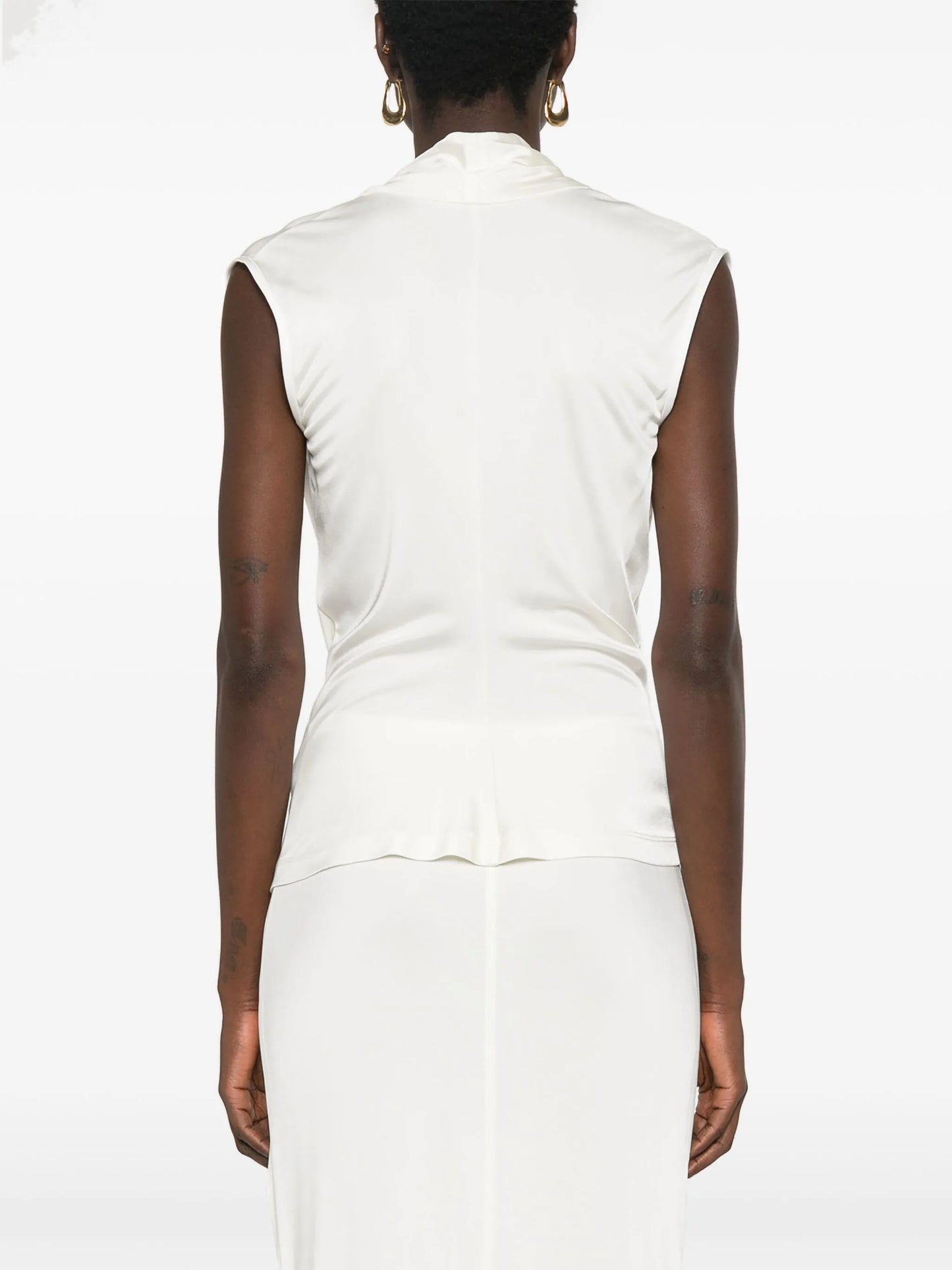 cowl-neck sleeveless top