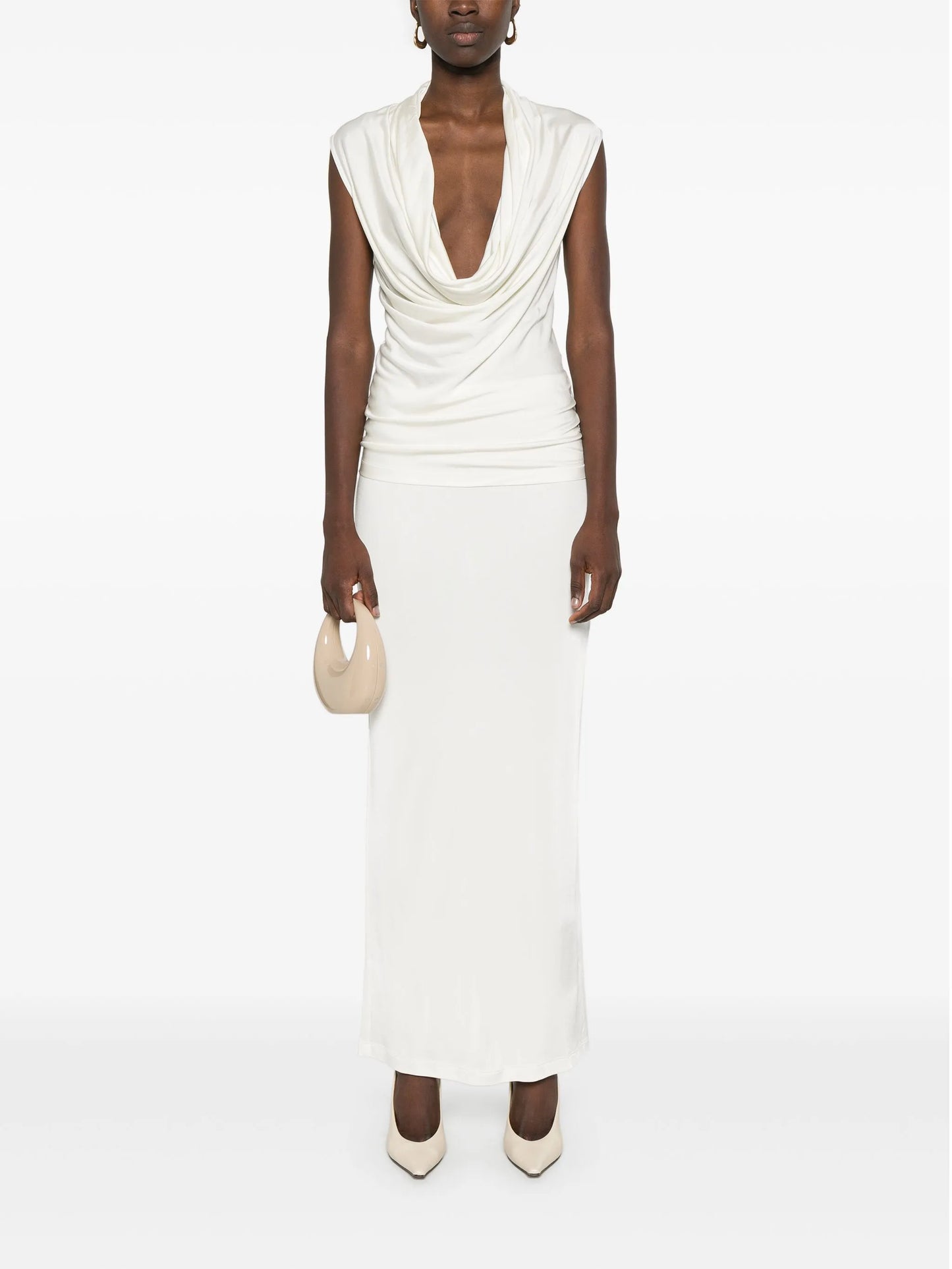 cowl-neck sleeveless top