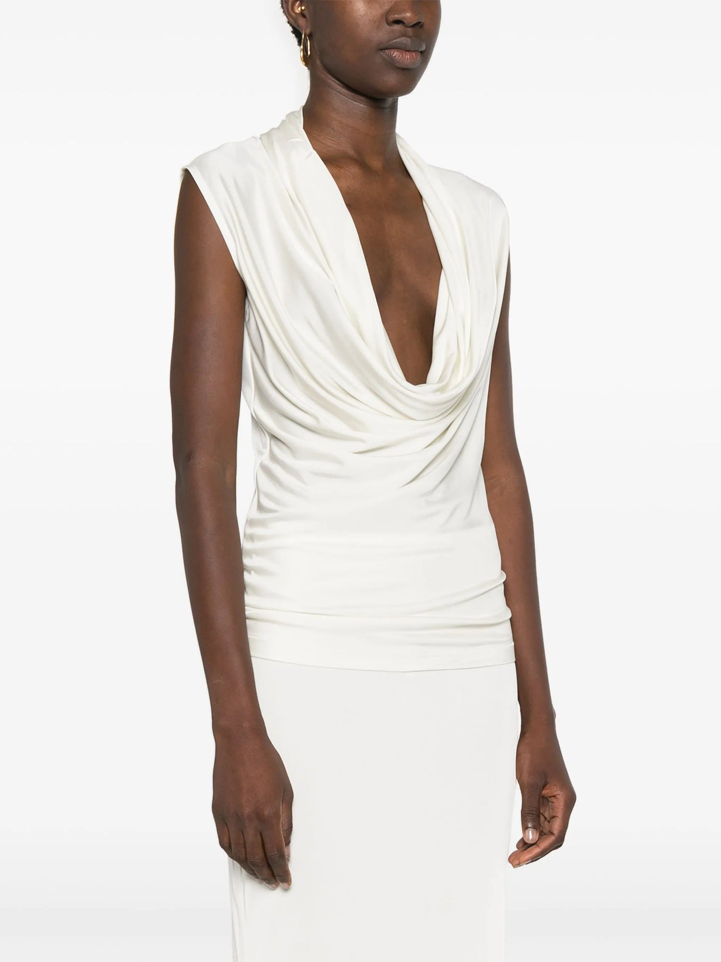 cowl-neck sleeveless top