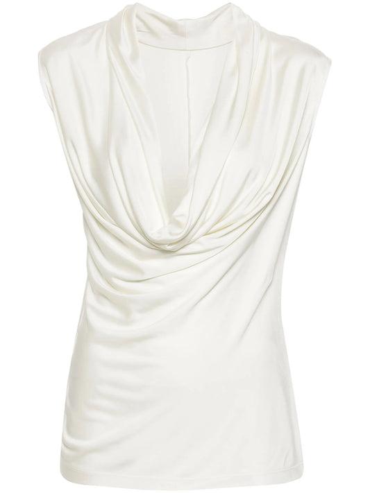 cowl-neck sleeveless top