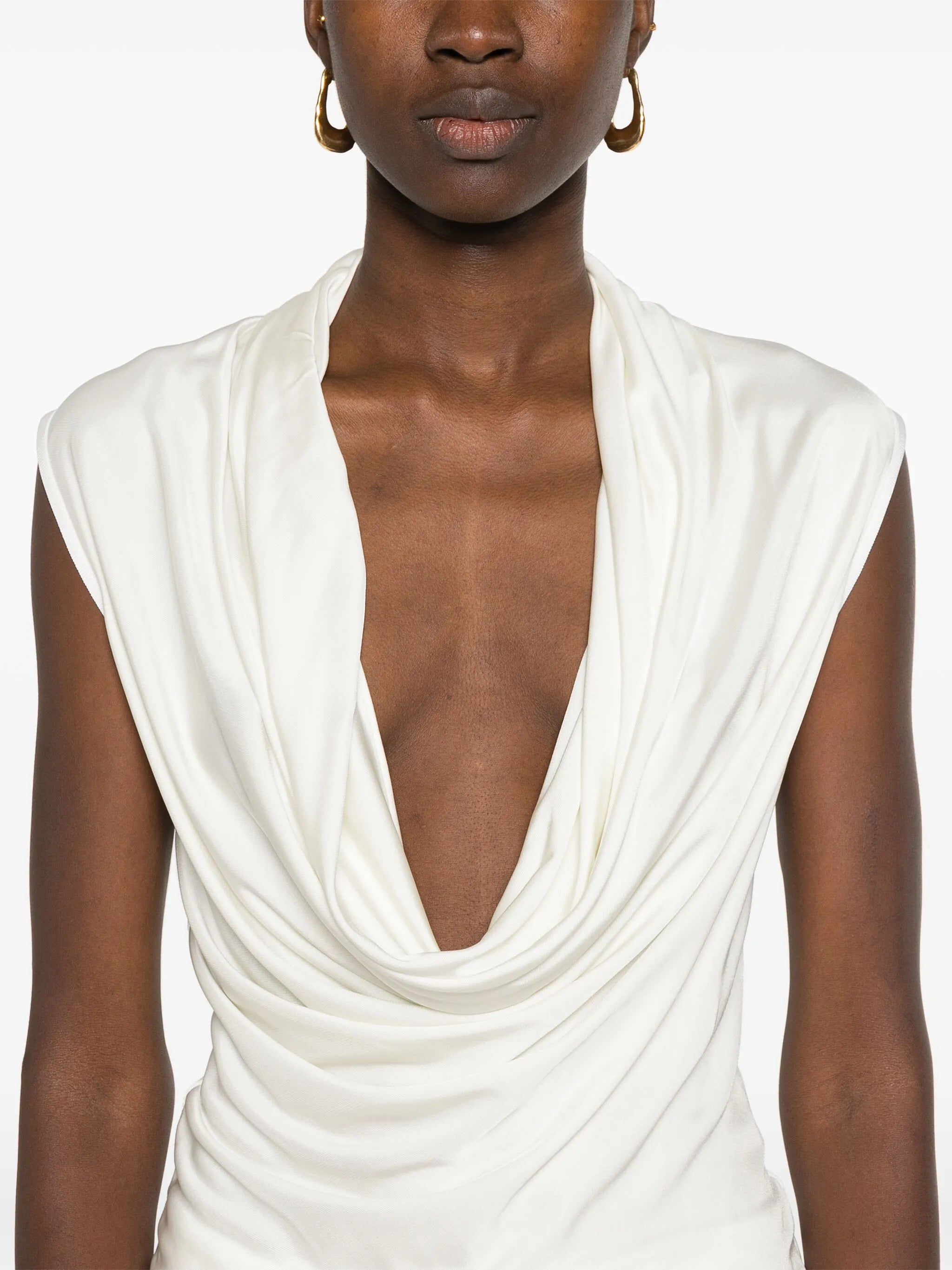 cowl-neck sleeveless top