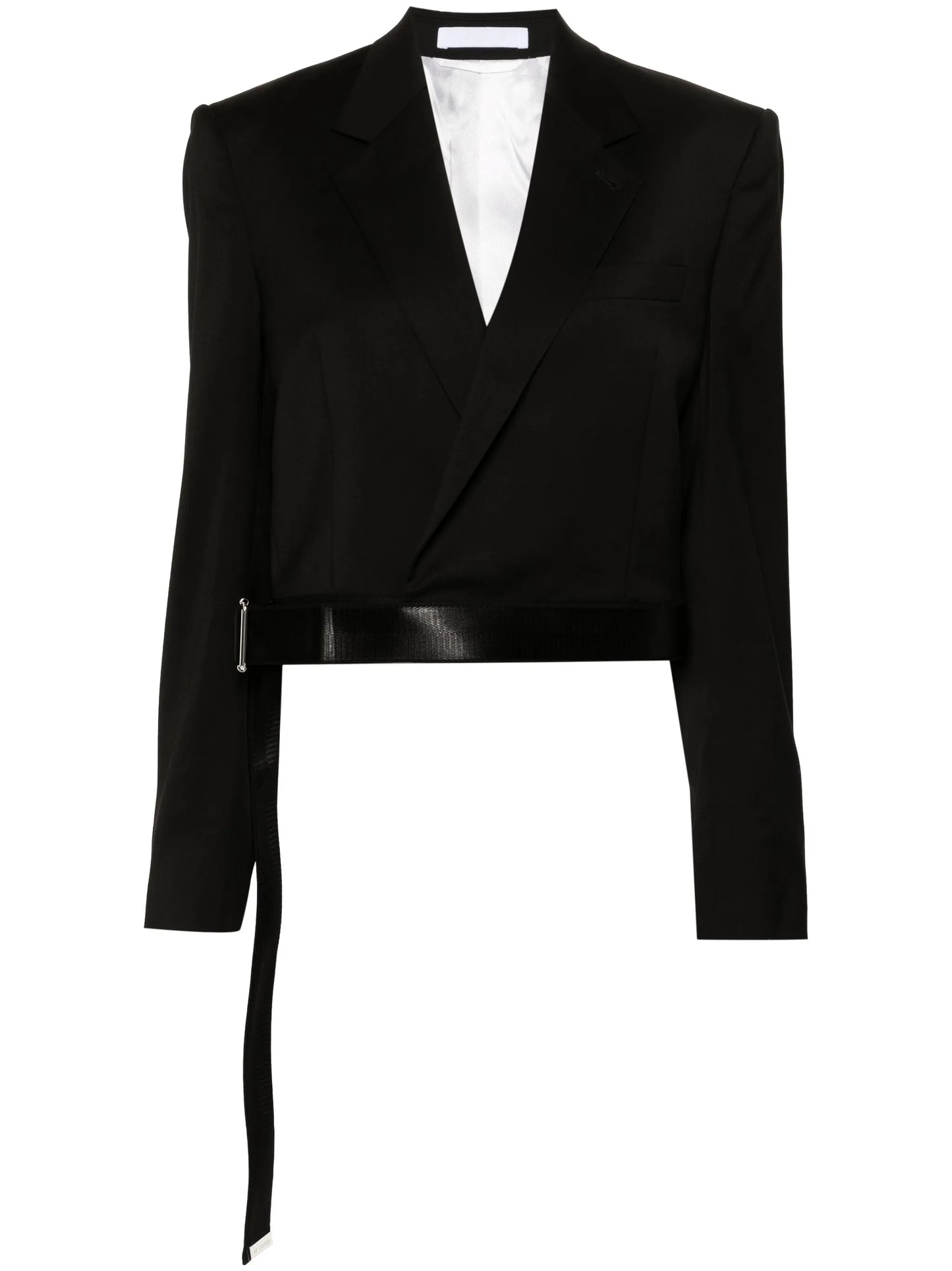 Wrap cropped wool blazer