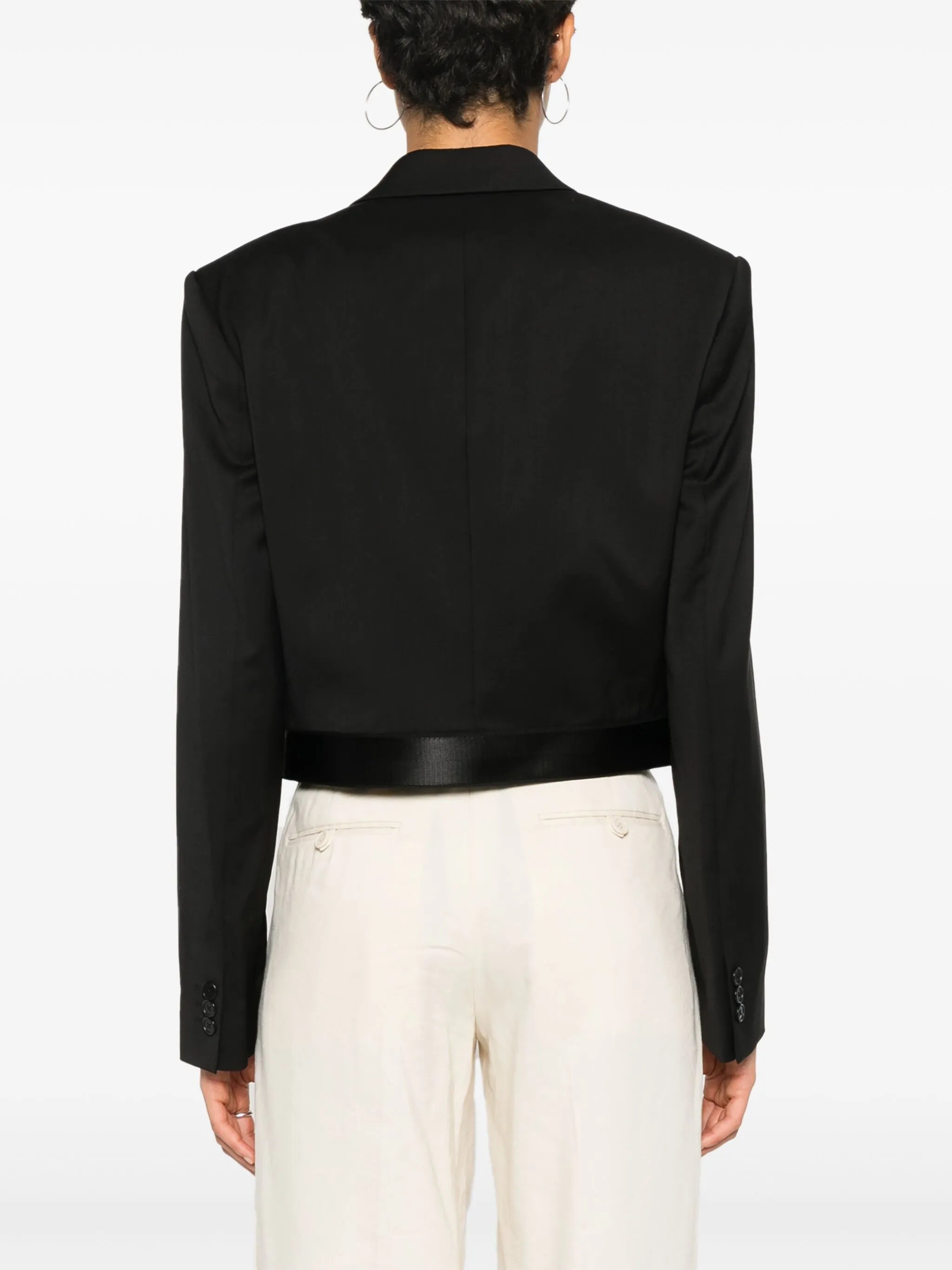 Wrap cropped wool blazer