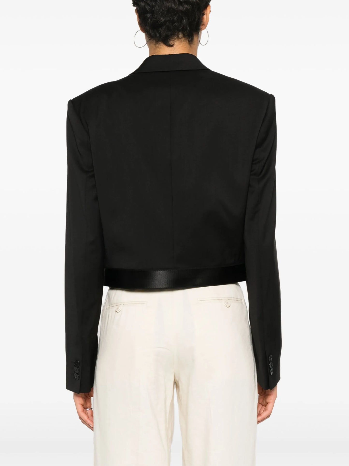 Wrap cropped wool blazer
