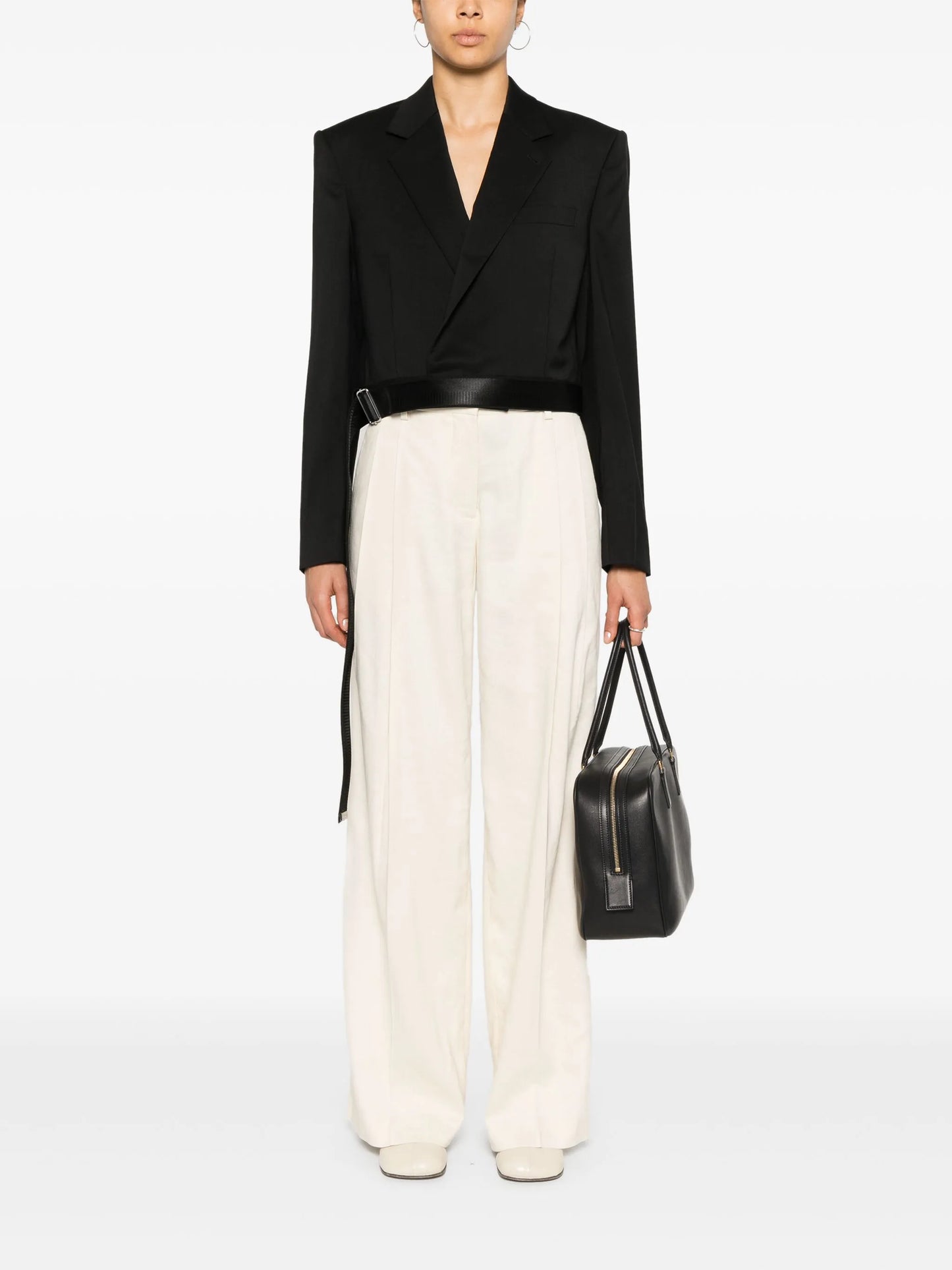 Wrap cropped wool blazer