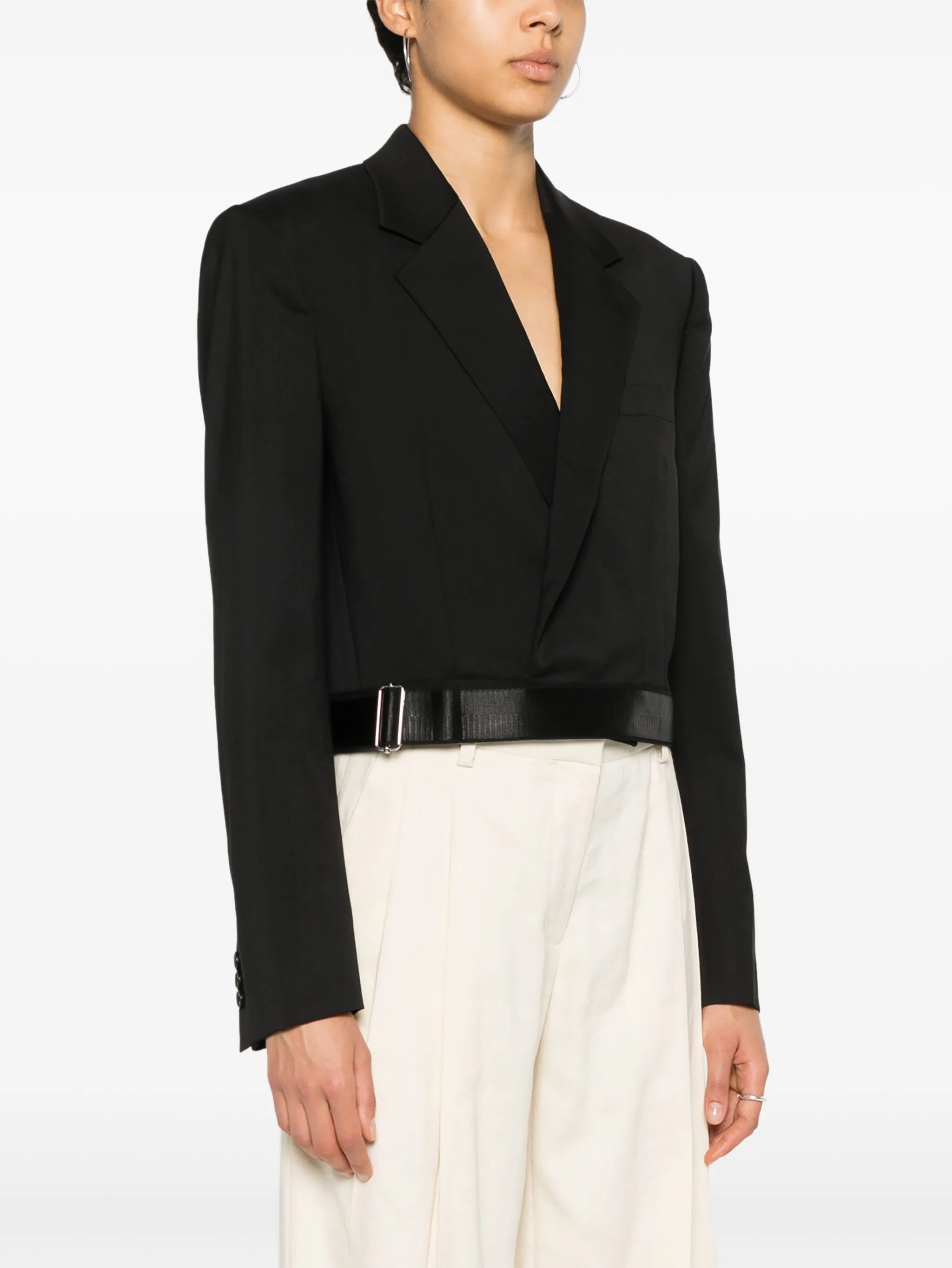 Wrap cropped wool blazer