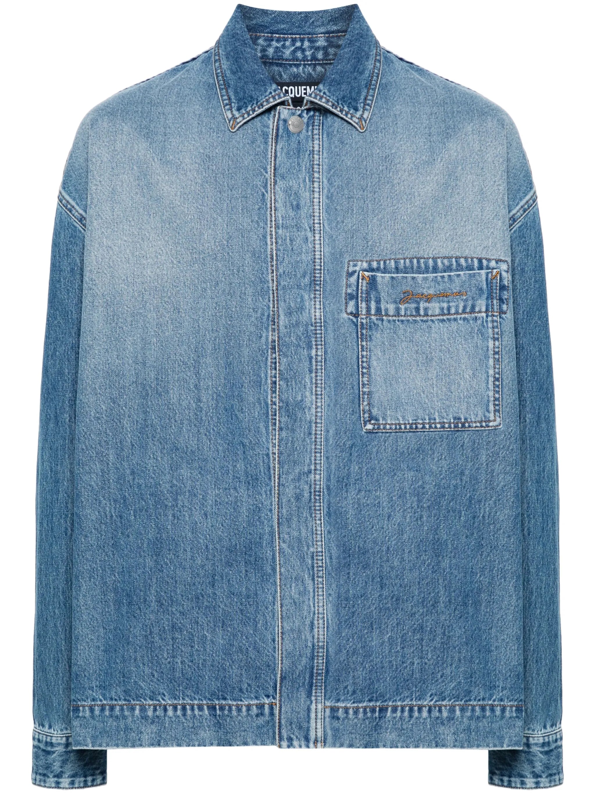 La chemise logo-embroidered denim shirt