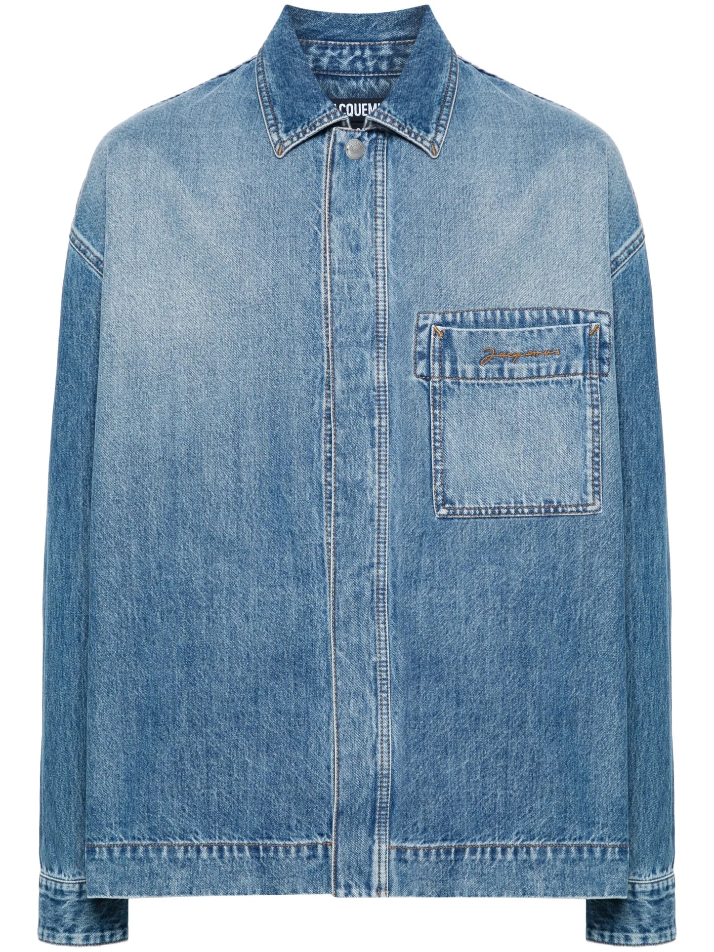 La chemise logo-embroidered denim shirt