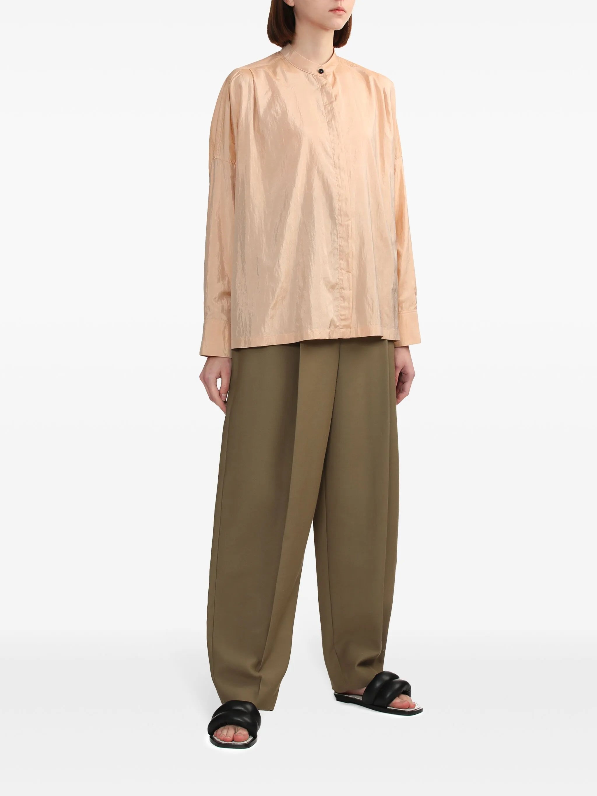 pleat-detail tapered trousers