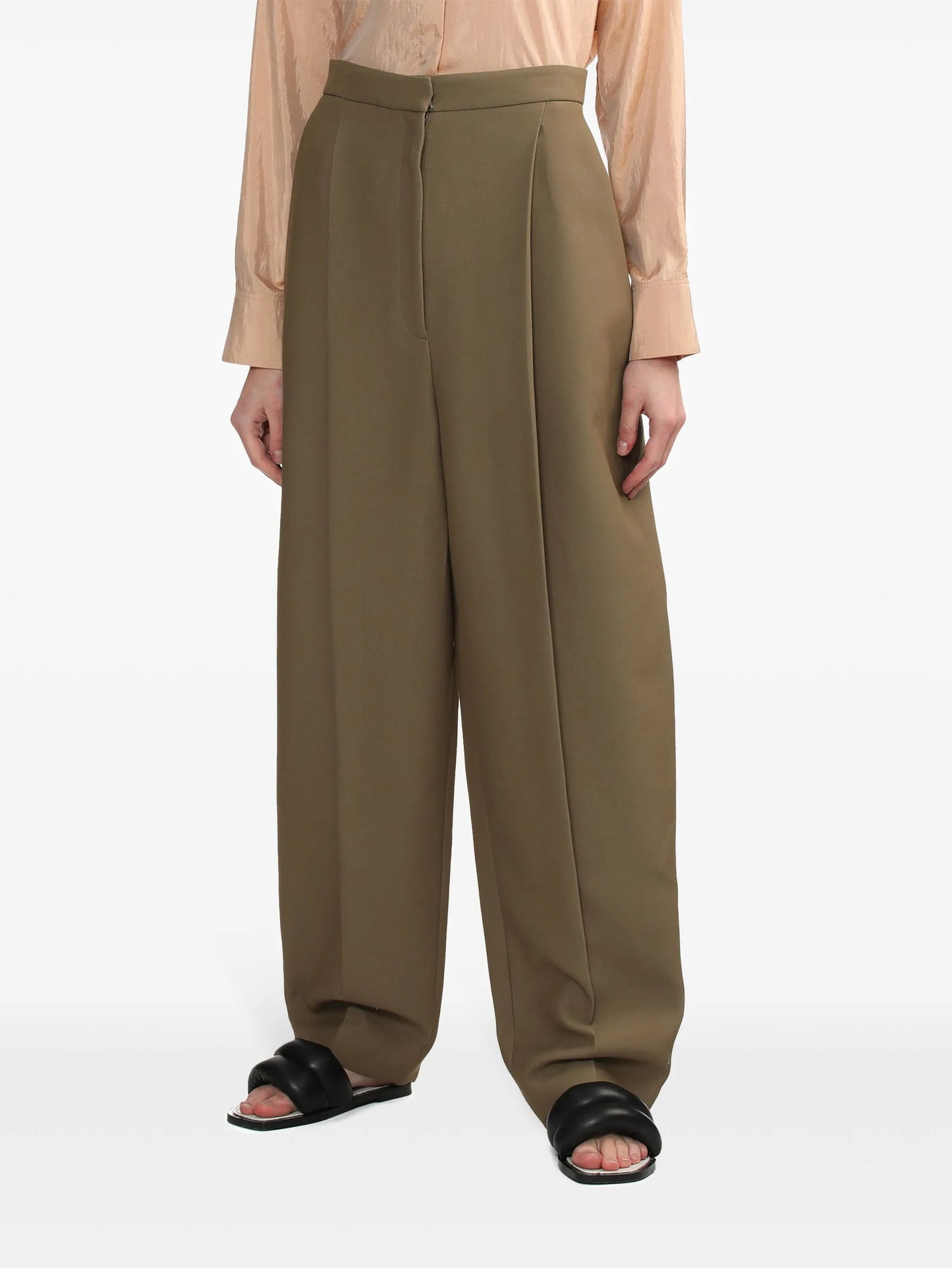 pleat-detail tapered trousers