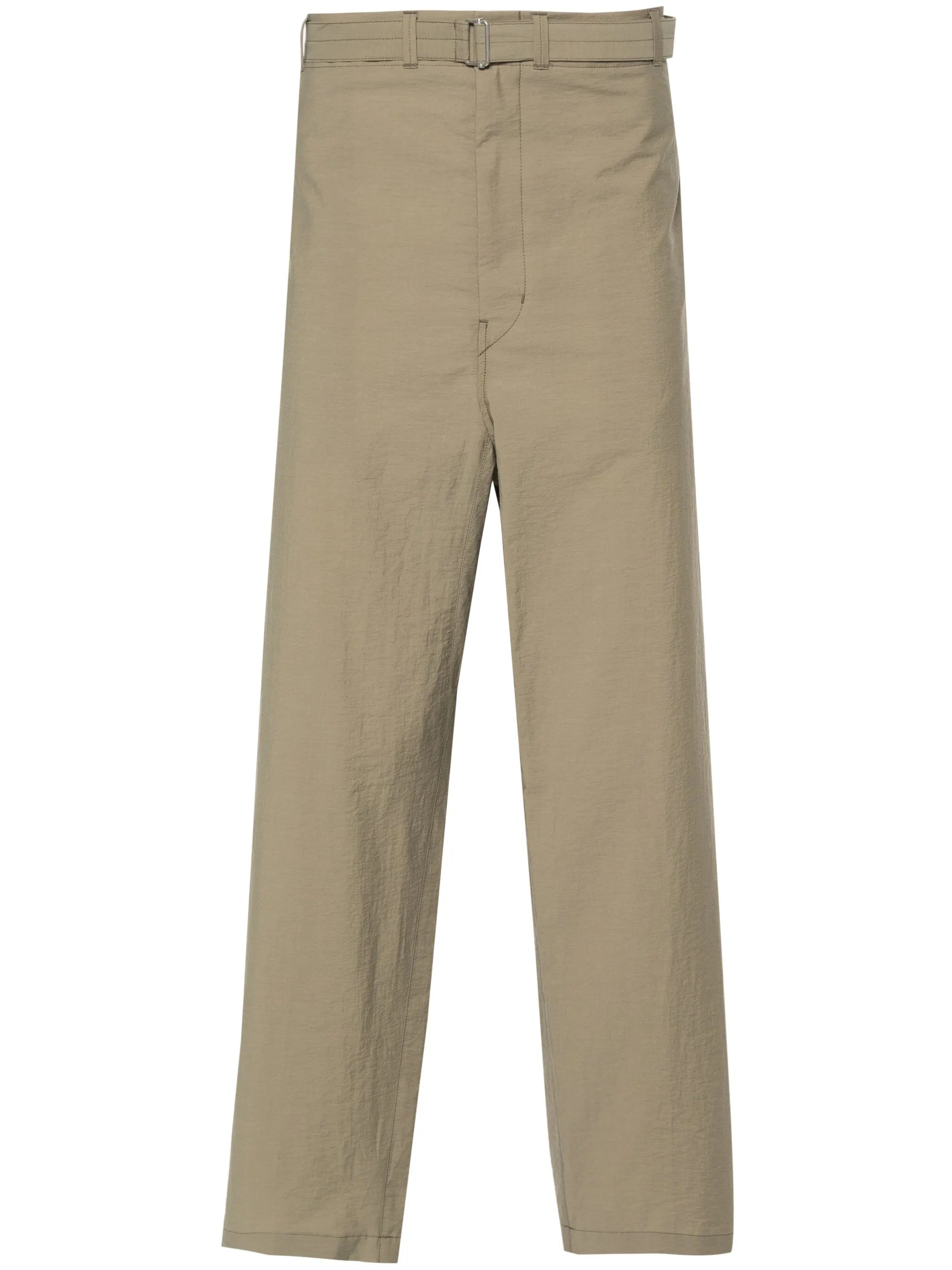 belted tapered trousers