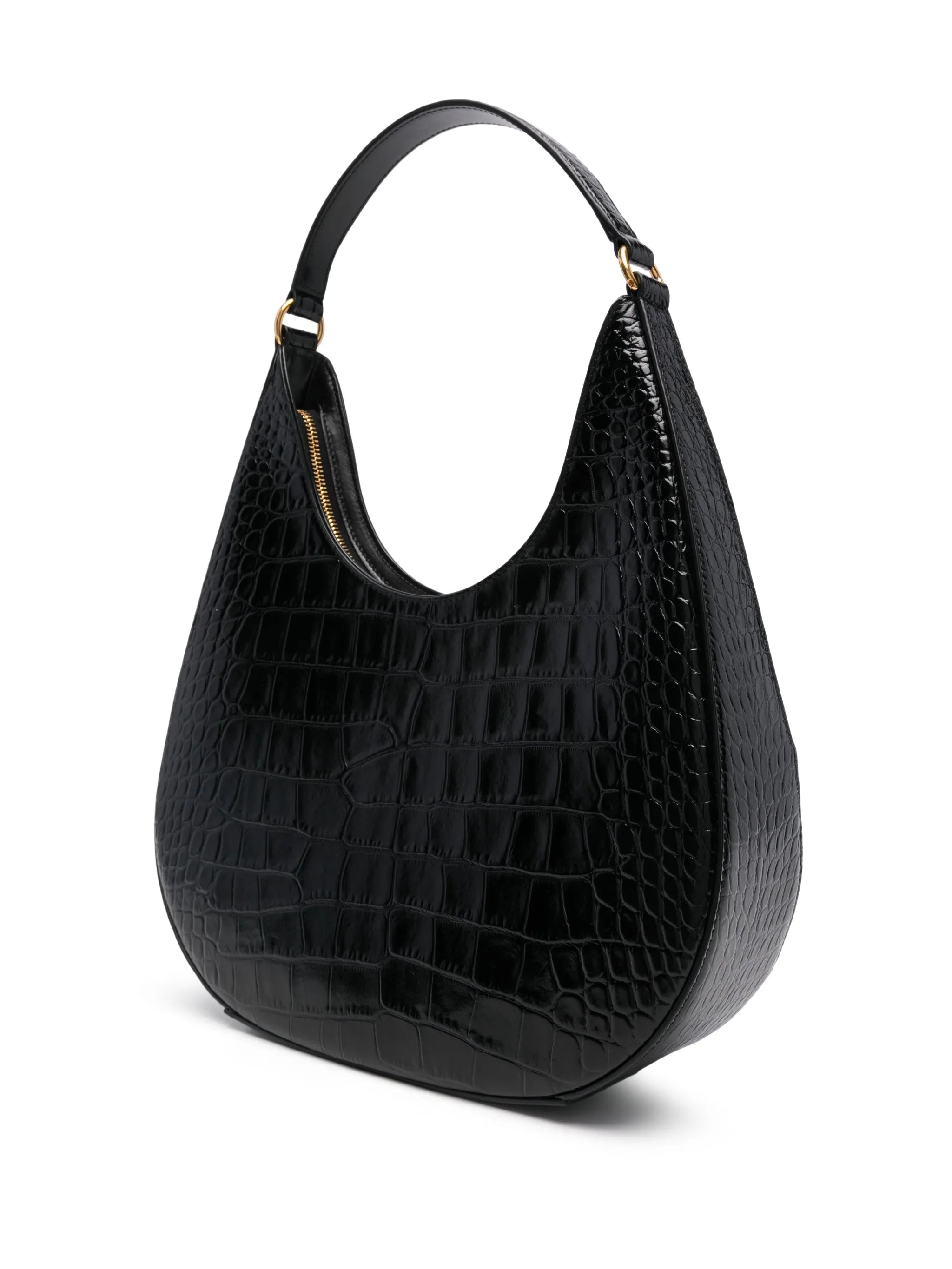 large croc-embossed shoulder bag
