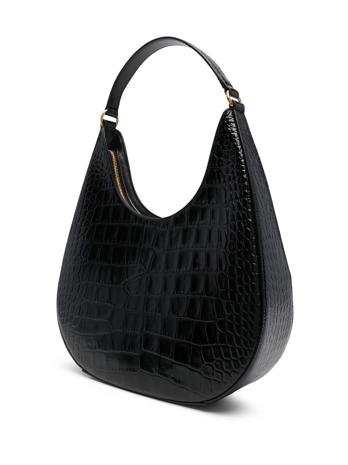 large croc-embossed shoulder bag