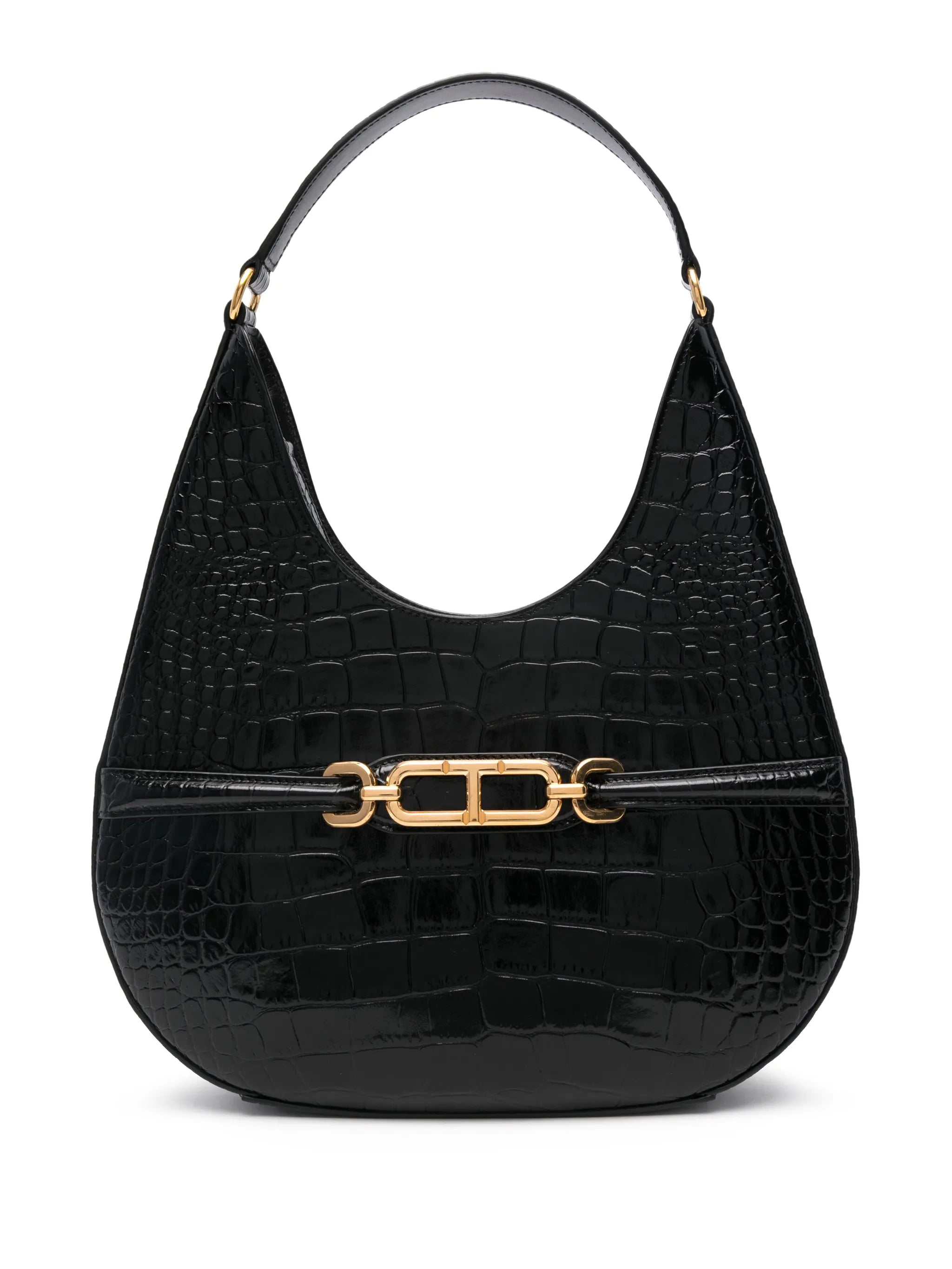 large croc-embossed shoulder bag
