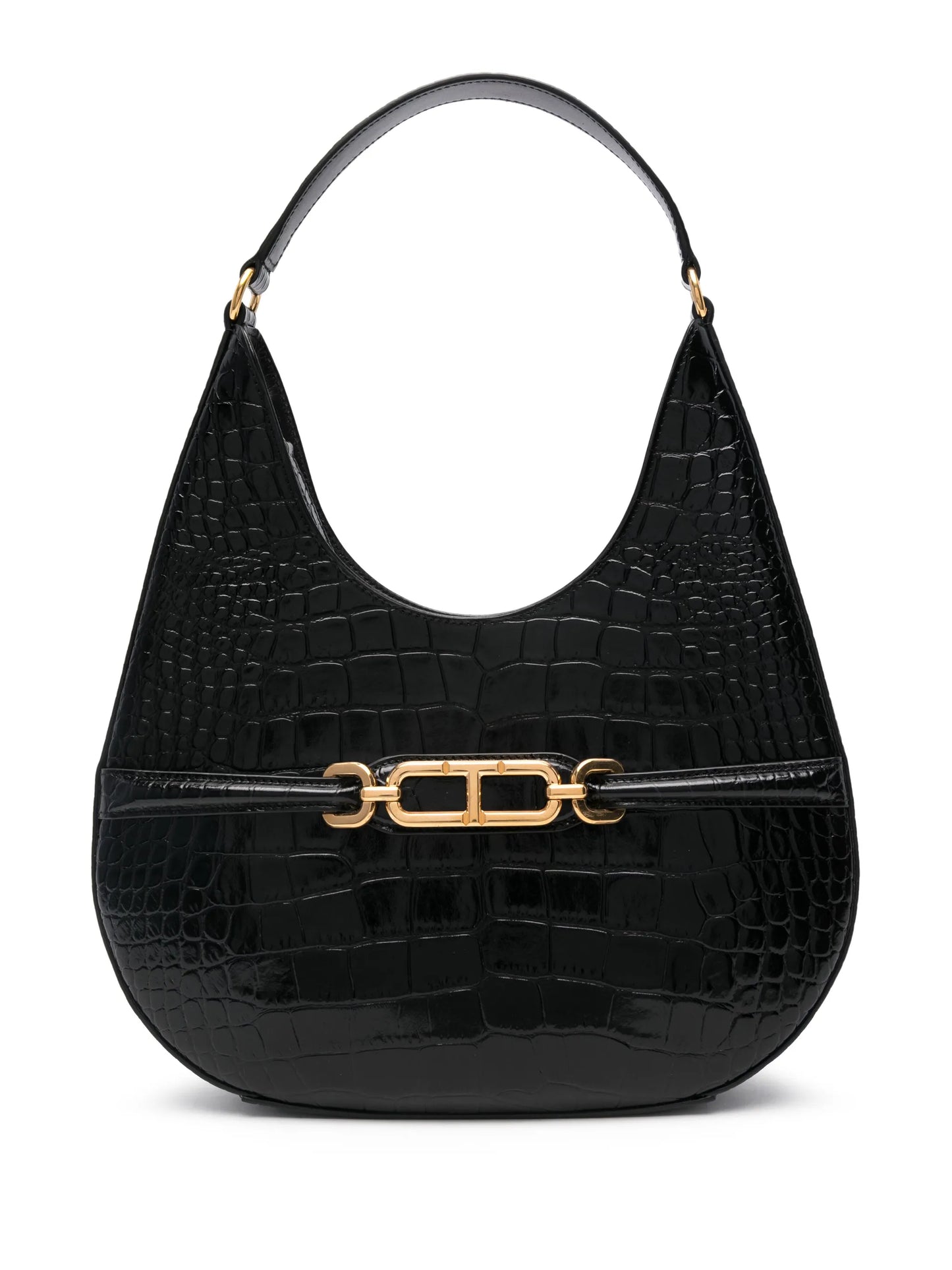 large croc-embossed shoulder bag