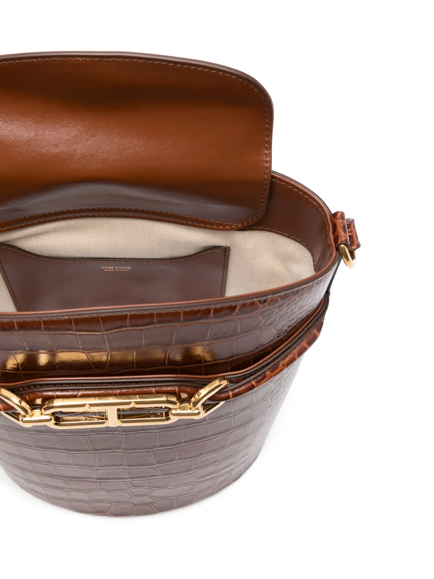 medium croc-effect bucket bag