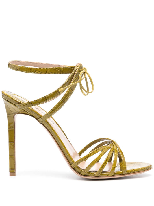 120mm embossed leather sandals
