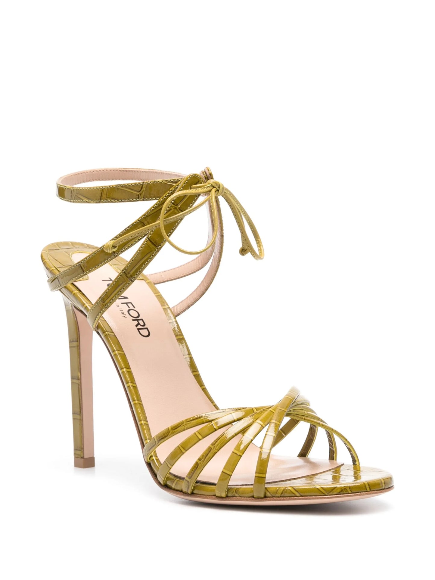 120mm embossed leather sandals