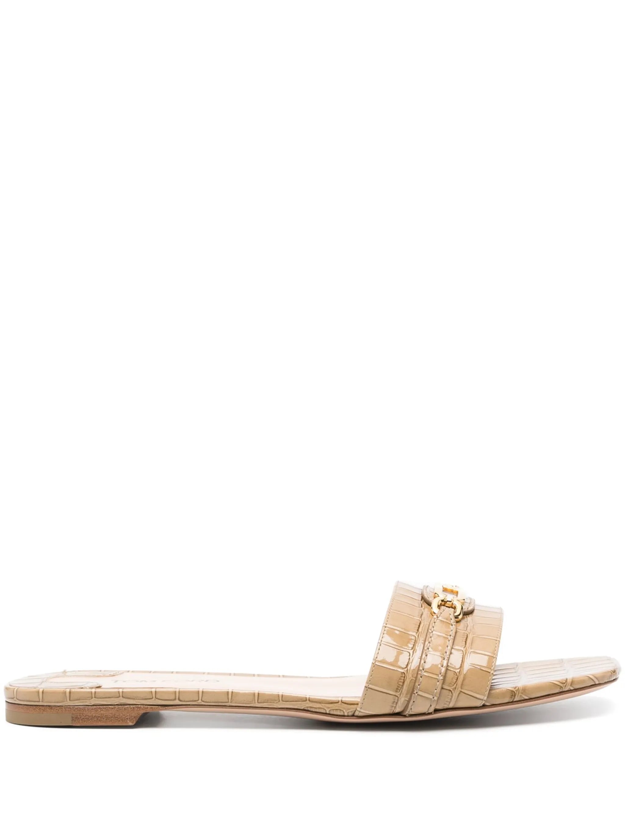 Whitney crocodile-effect flat sandals