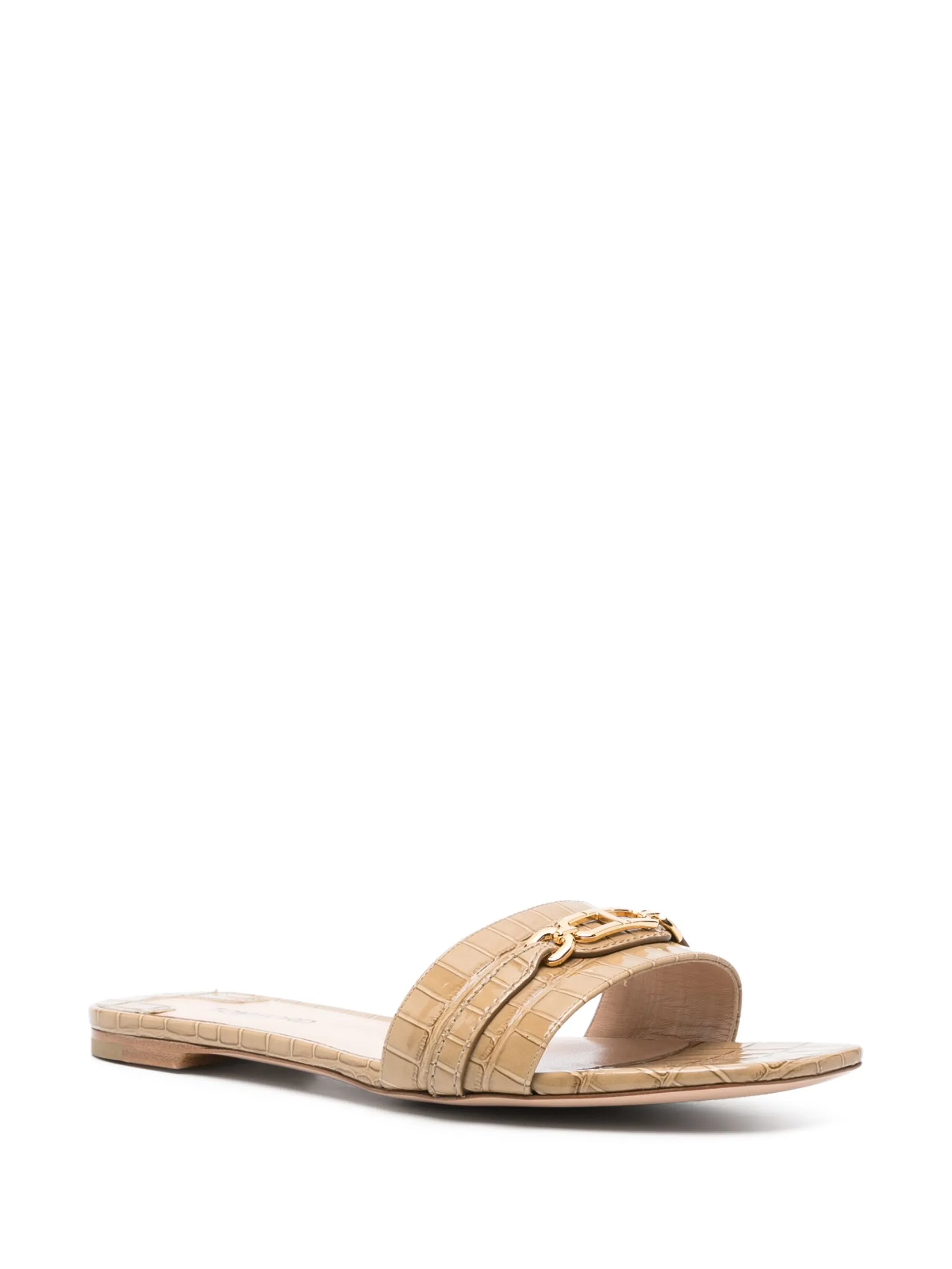 Whitney crocodile-effect flat sandals