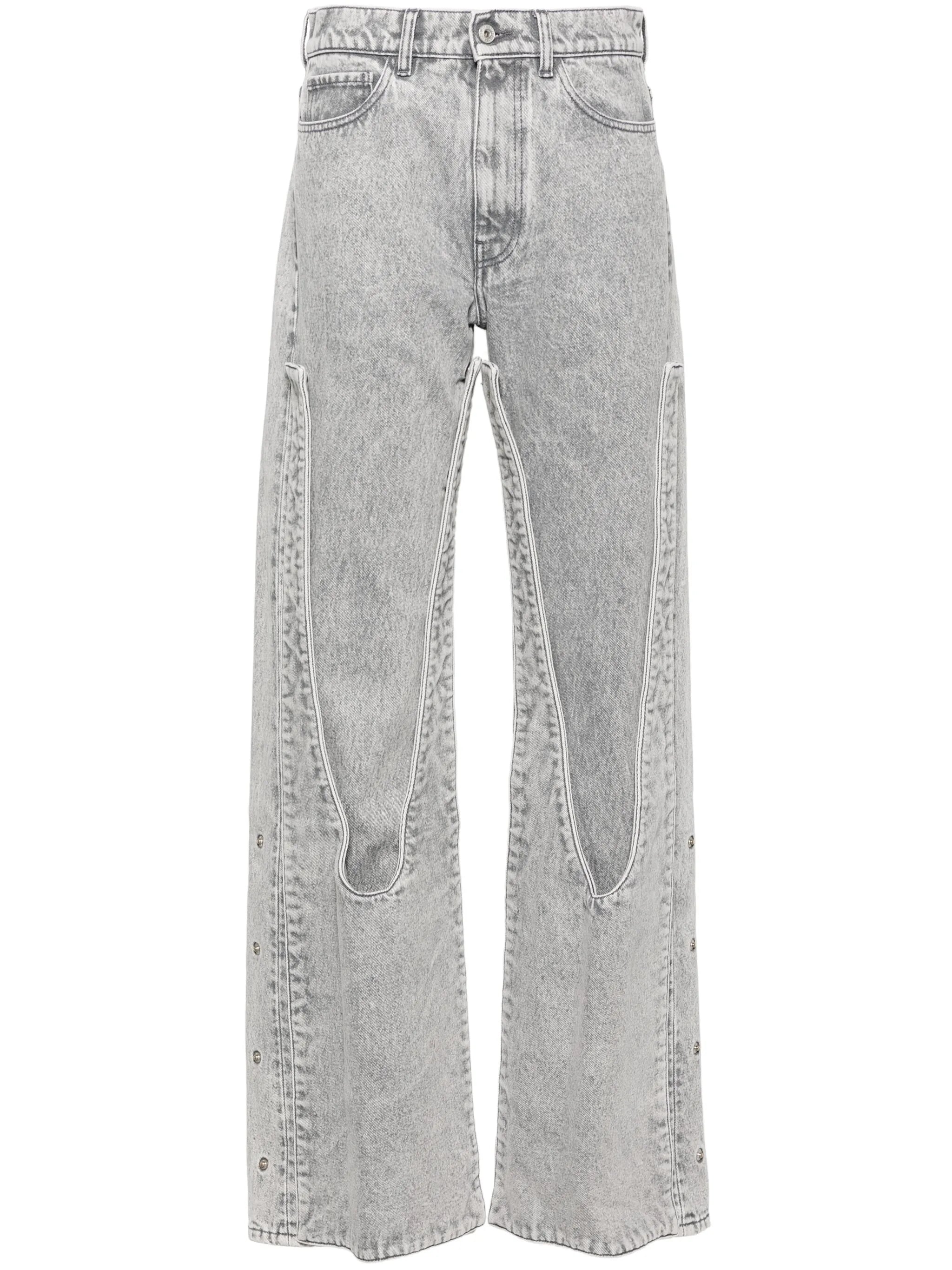 snap-off straight-leg jeans