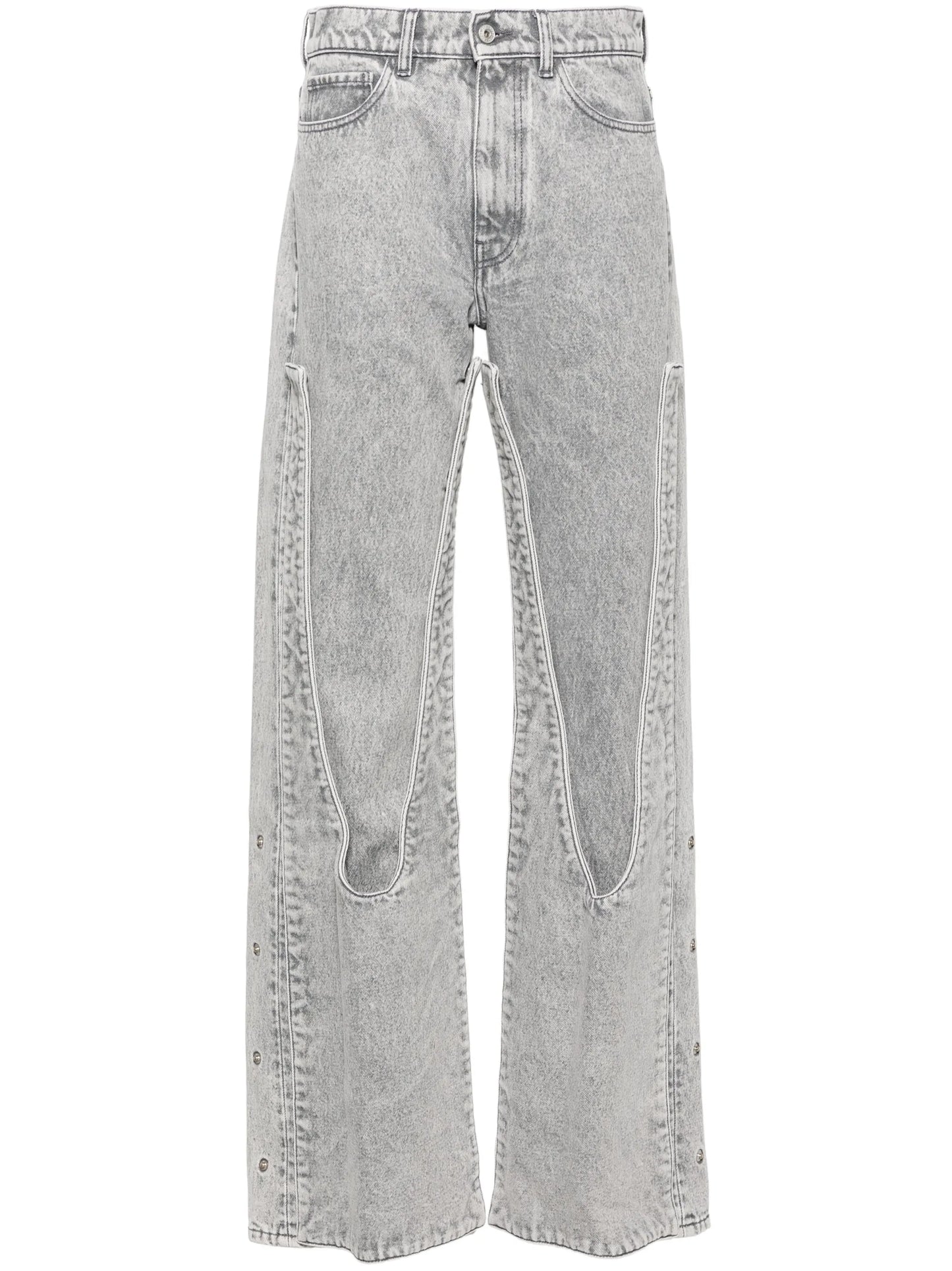 snap-off straight-leg jeans
