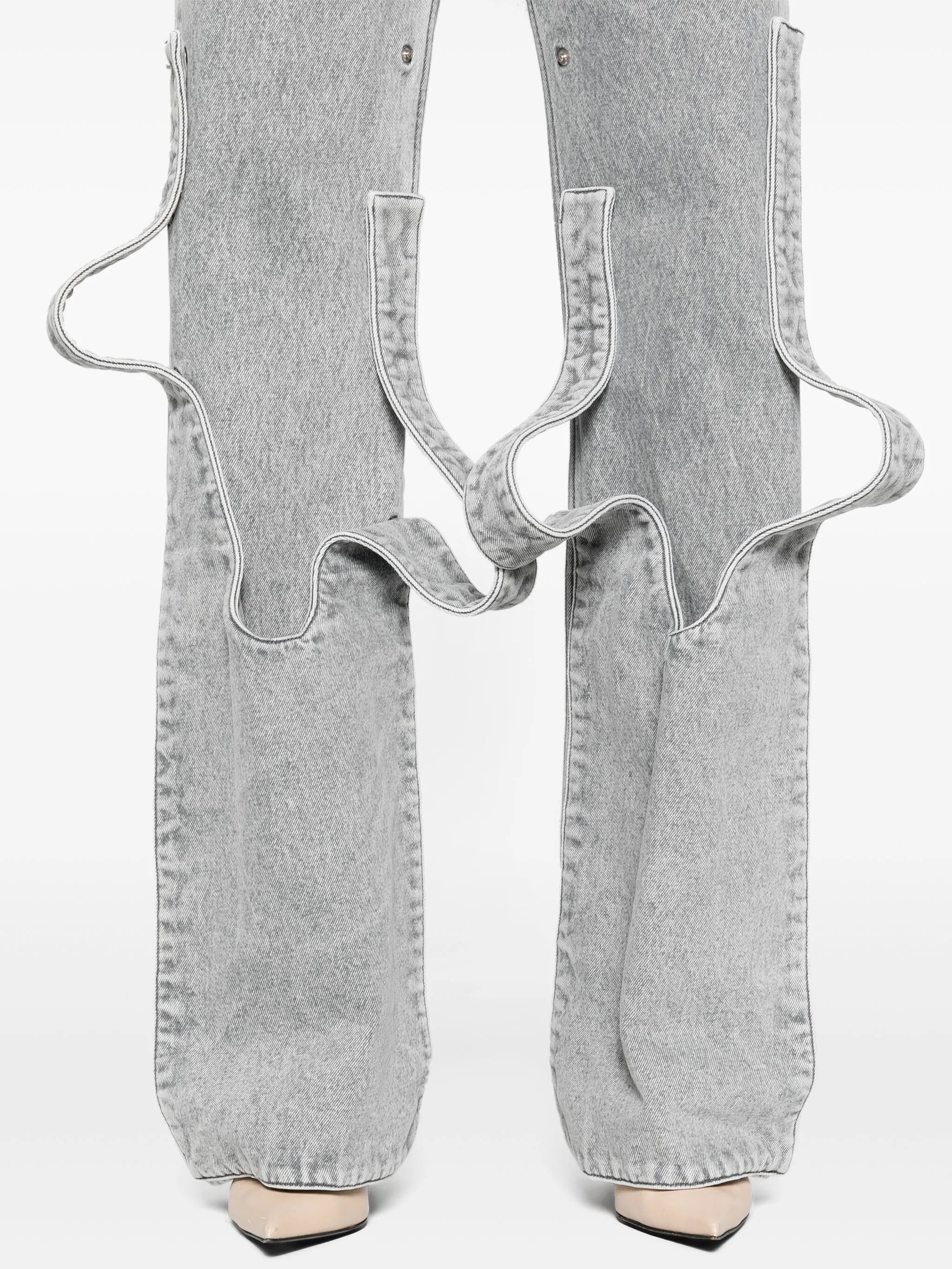 snap-off straight-leg jeans