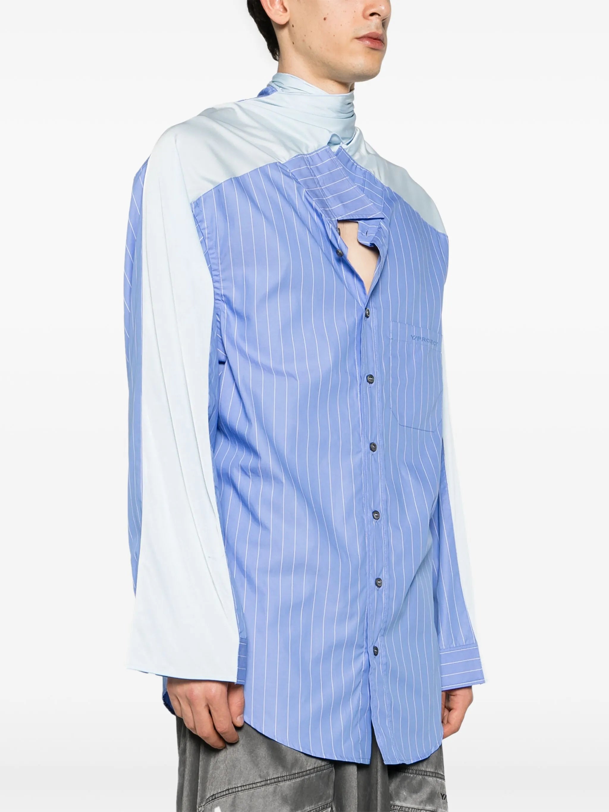 scarf-detail cotton shirt