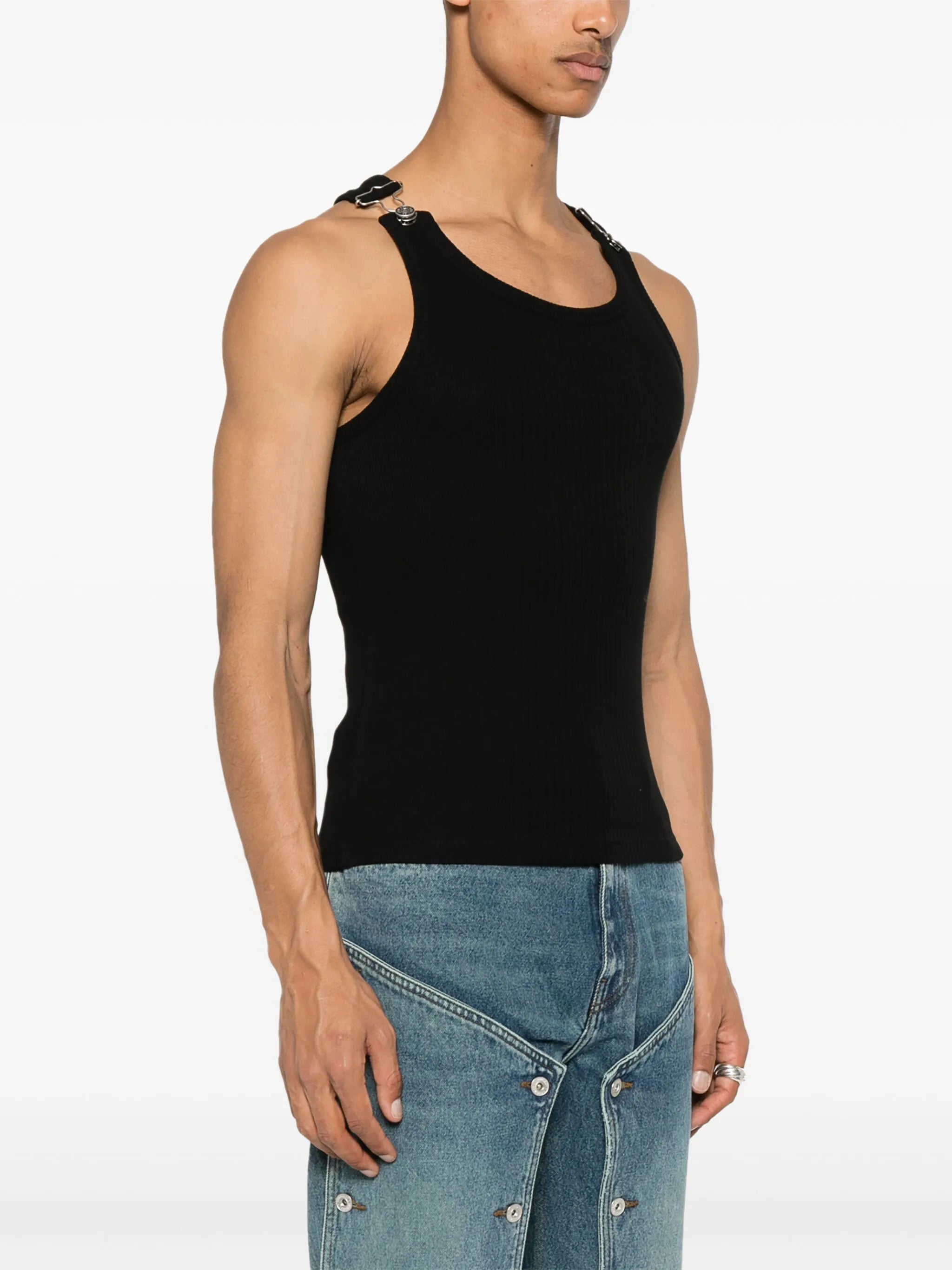 ribbed-knit cotton tank top
